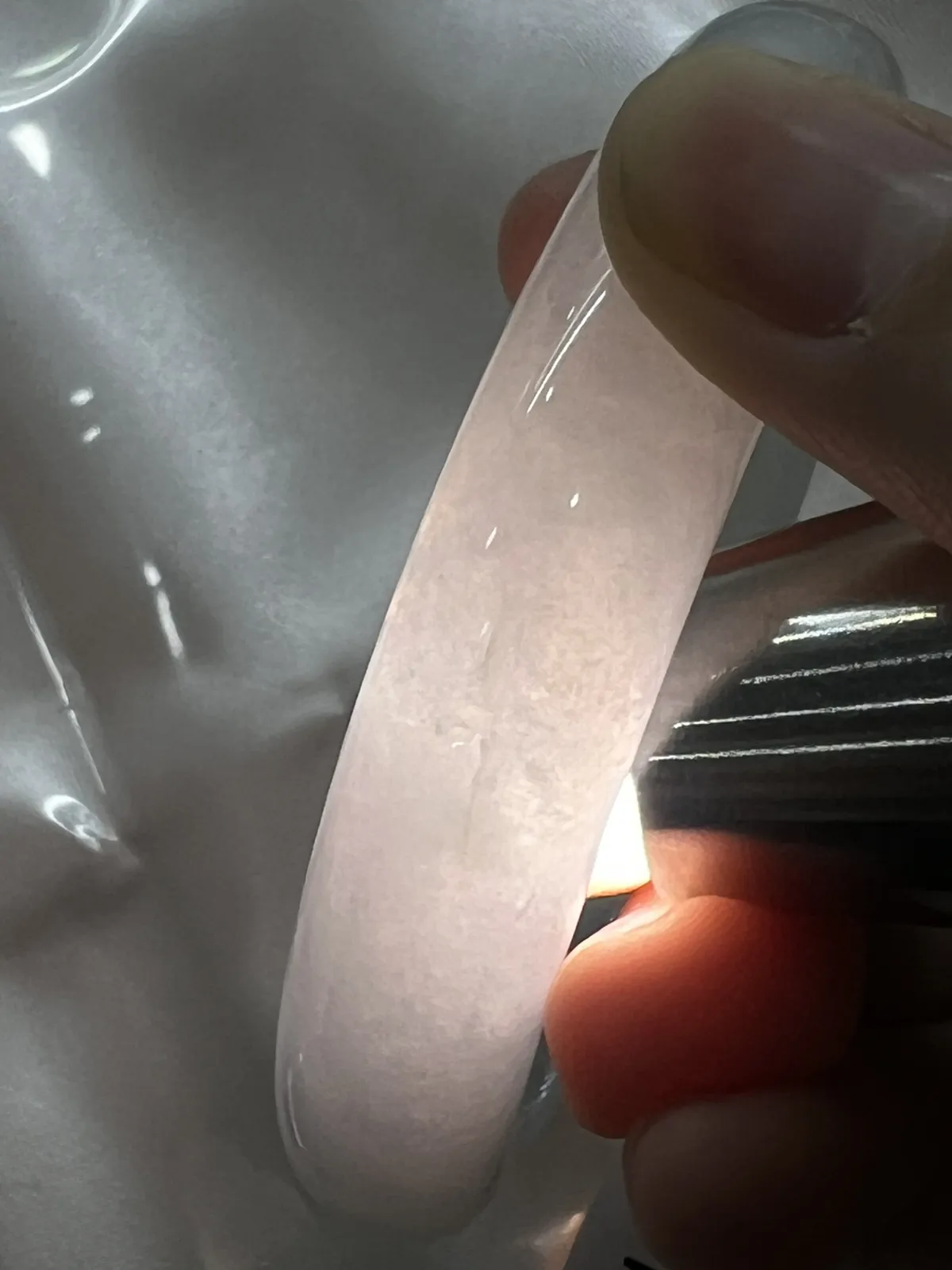 正圈55.5圈口，翡翠冰糯种白色手镯