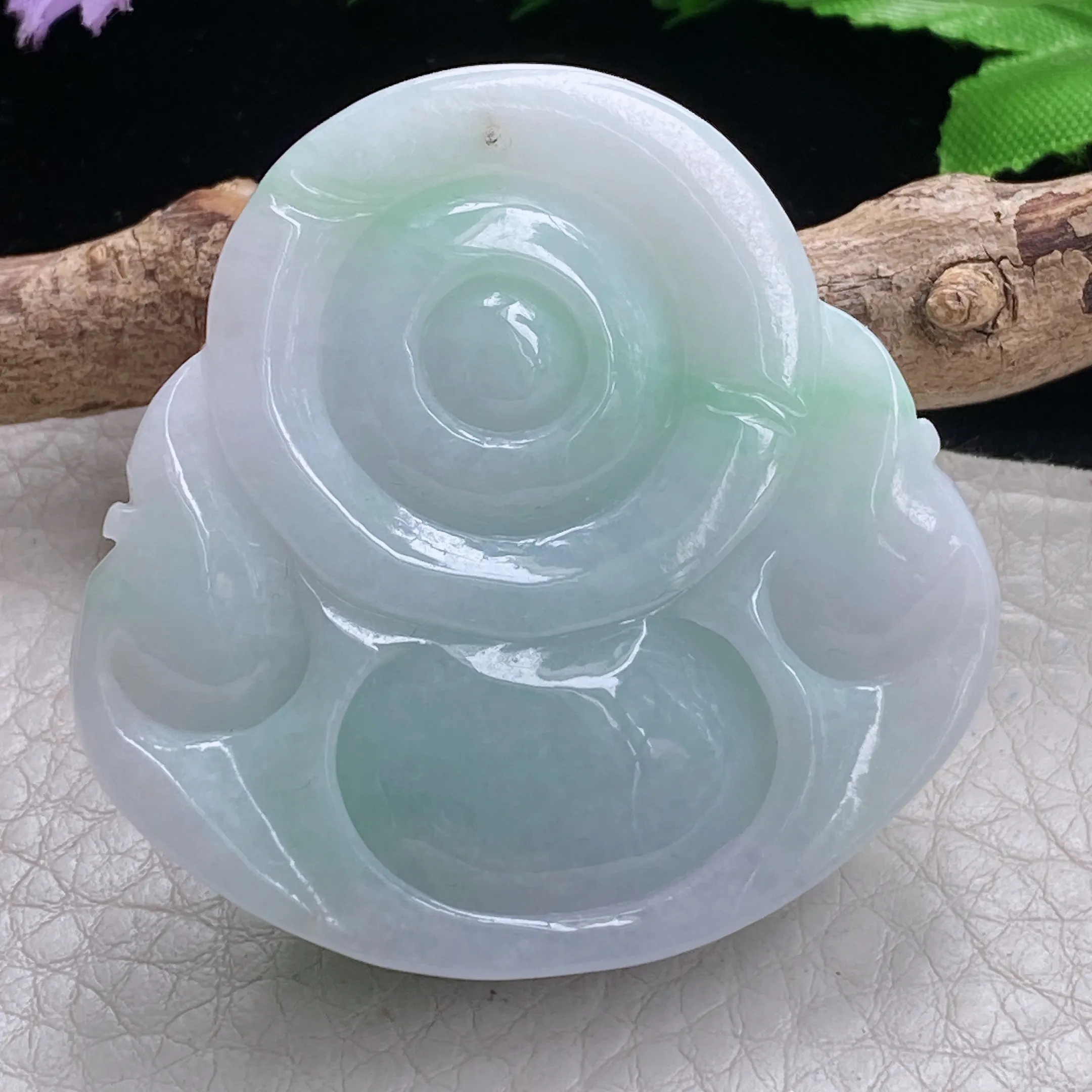 zen自然光45.8*47.8*14天然缅甸玉翡翠胶感大佛公 大肚佛玉吊坠