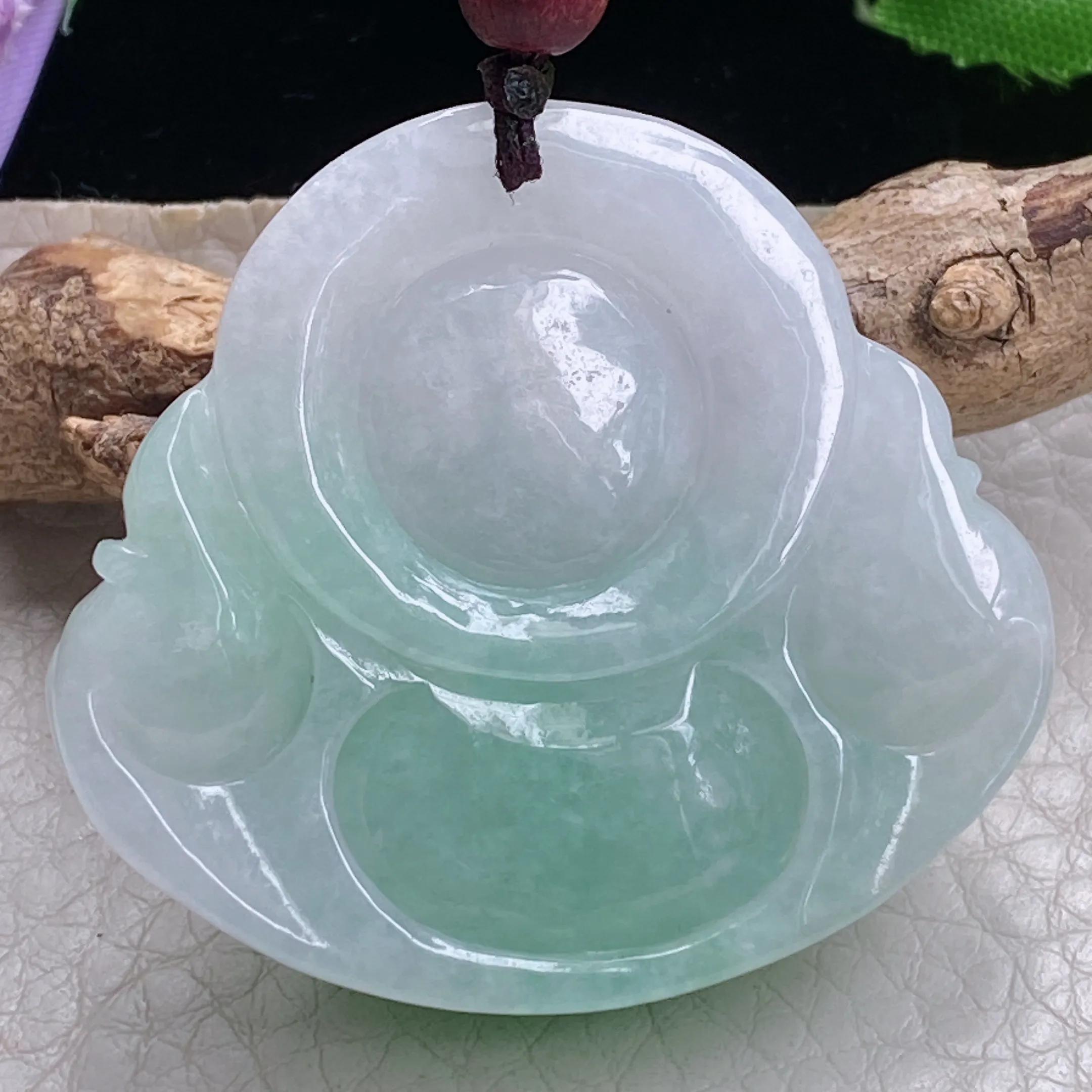 zen自然光39.8*43.6*12天然缅甸翡翠冰润佛公吊坠 大肚弥勒佛项坠