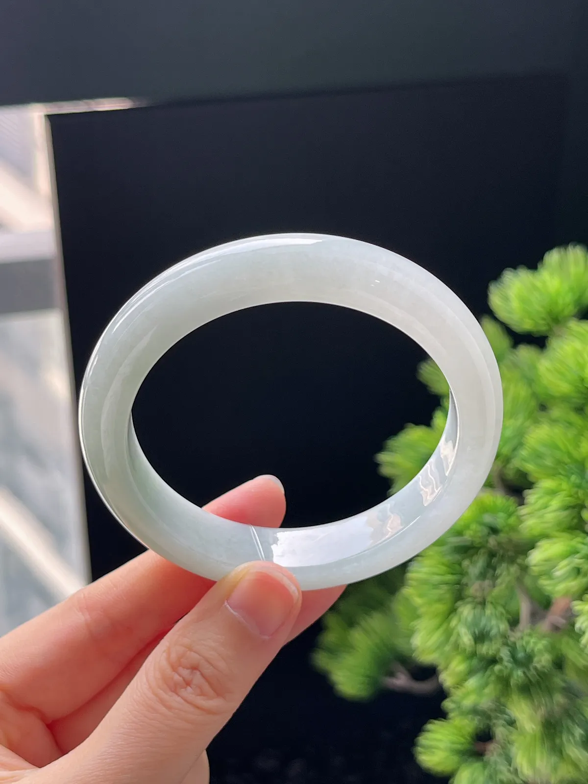 正圈55.2圈口，翡翠冰糯种白色手镯