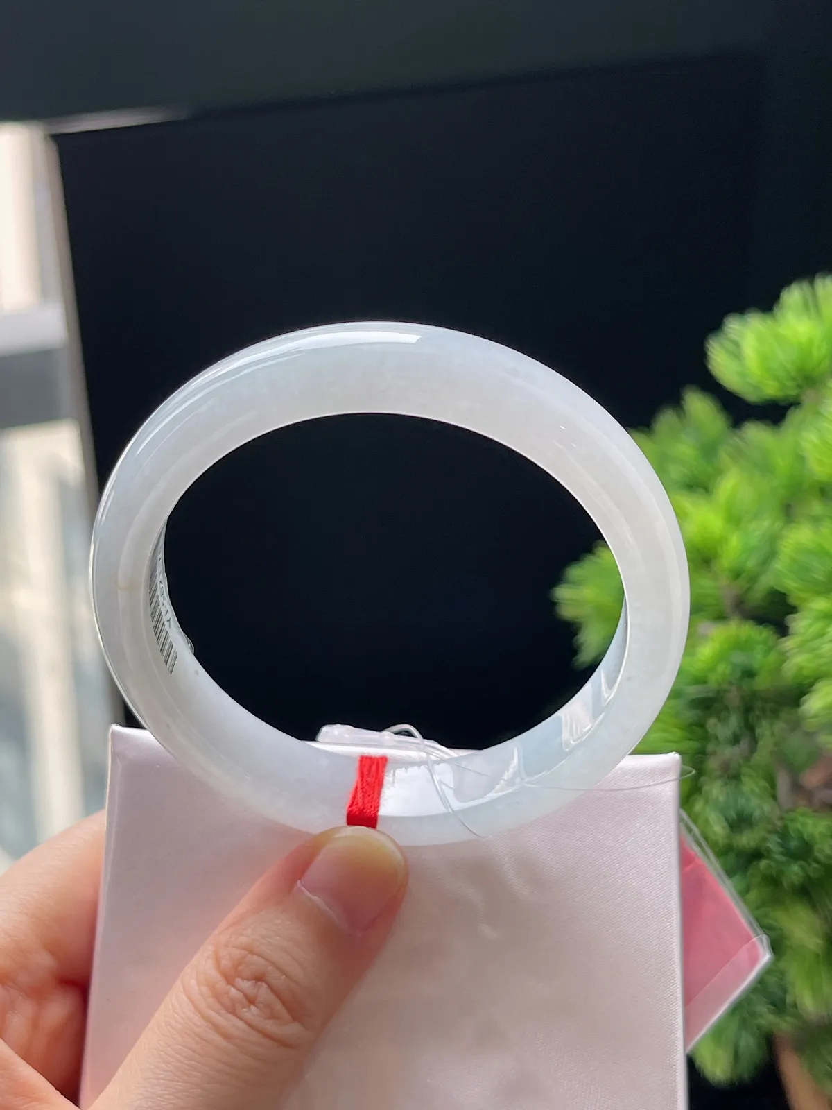 正圈55.5圈口，翡翠冰糯种白色手镯