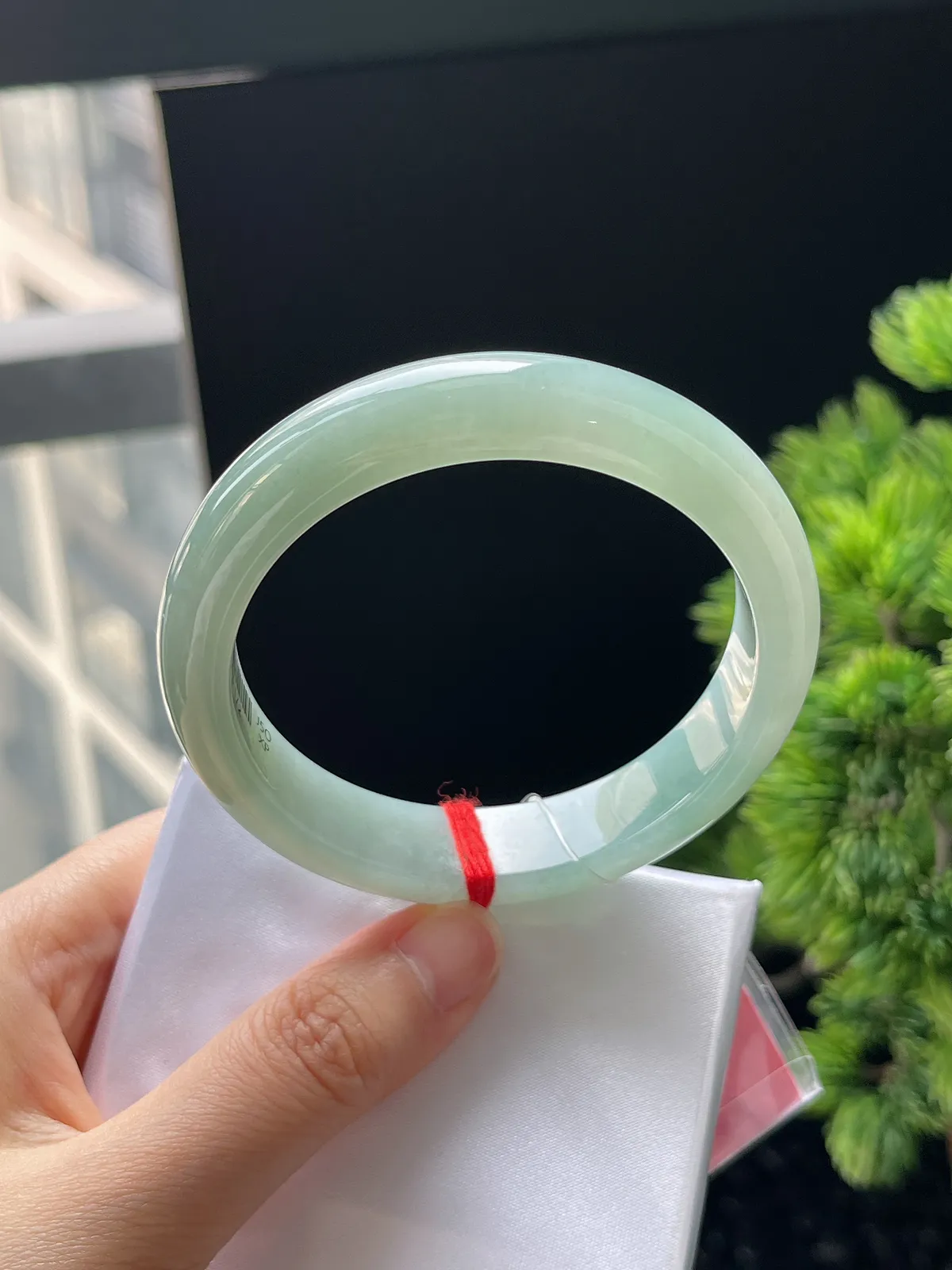 正圈58圈口，翡翠冰糯种绿色手镯