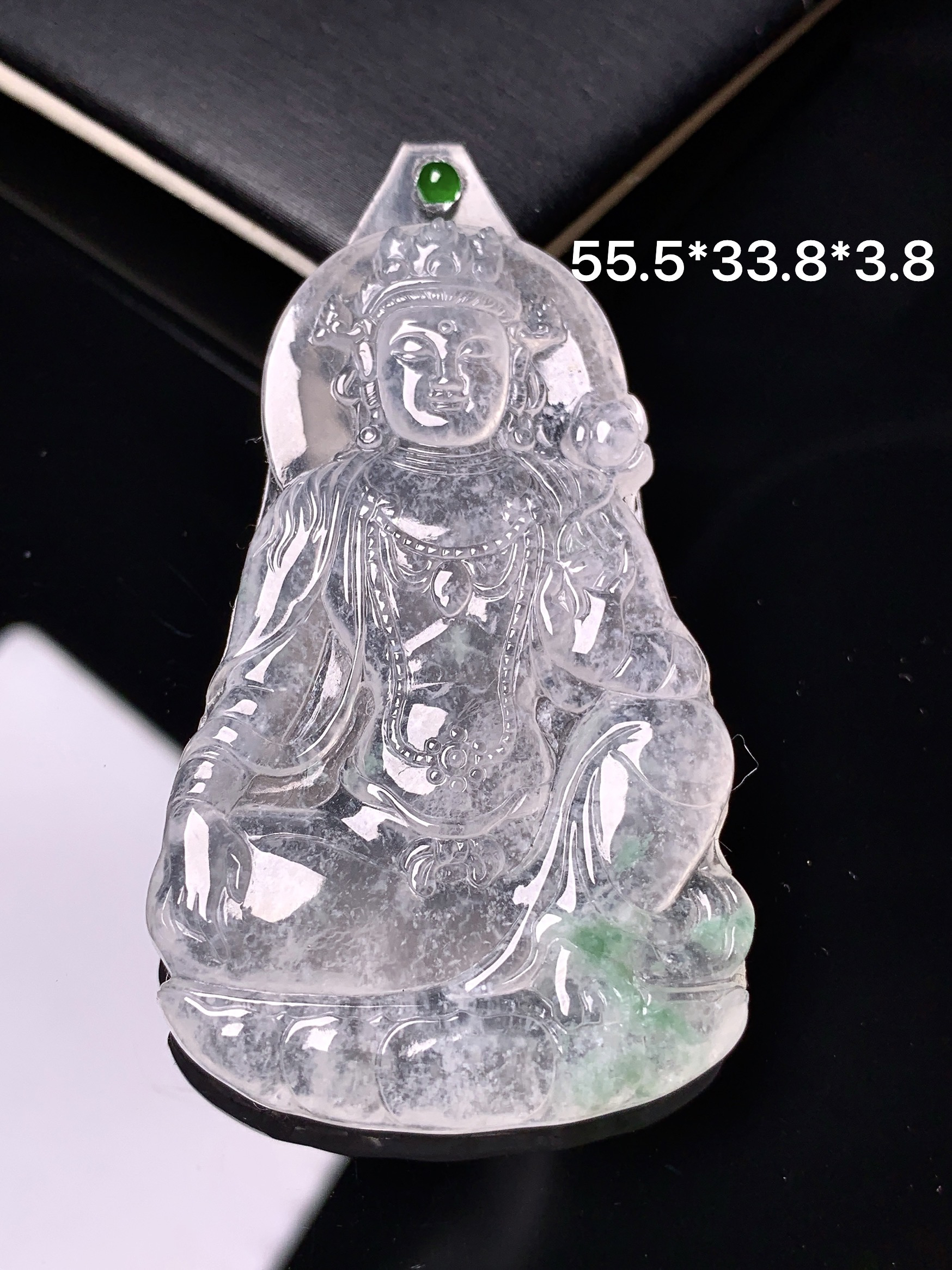 镶嵌款 冰种度母观音菩萨吊坠 玉质细腻 色泽艳丽清新 整体尺寸55.5*33.8*3.8