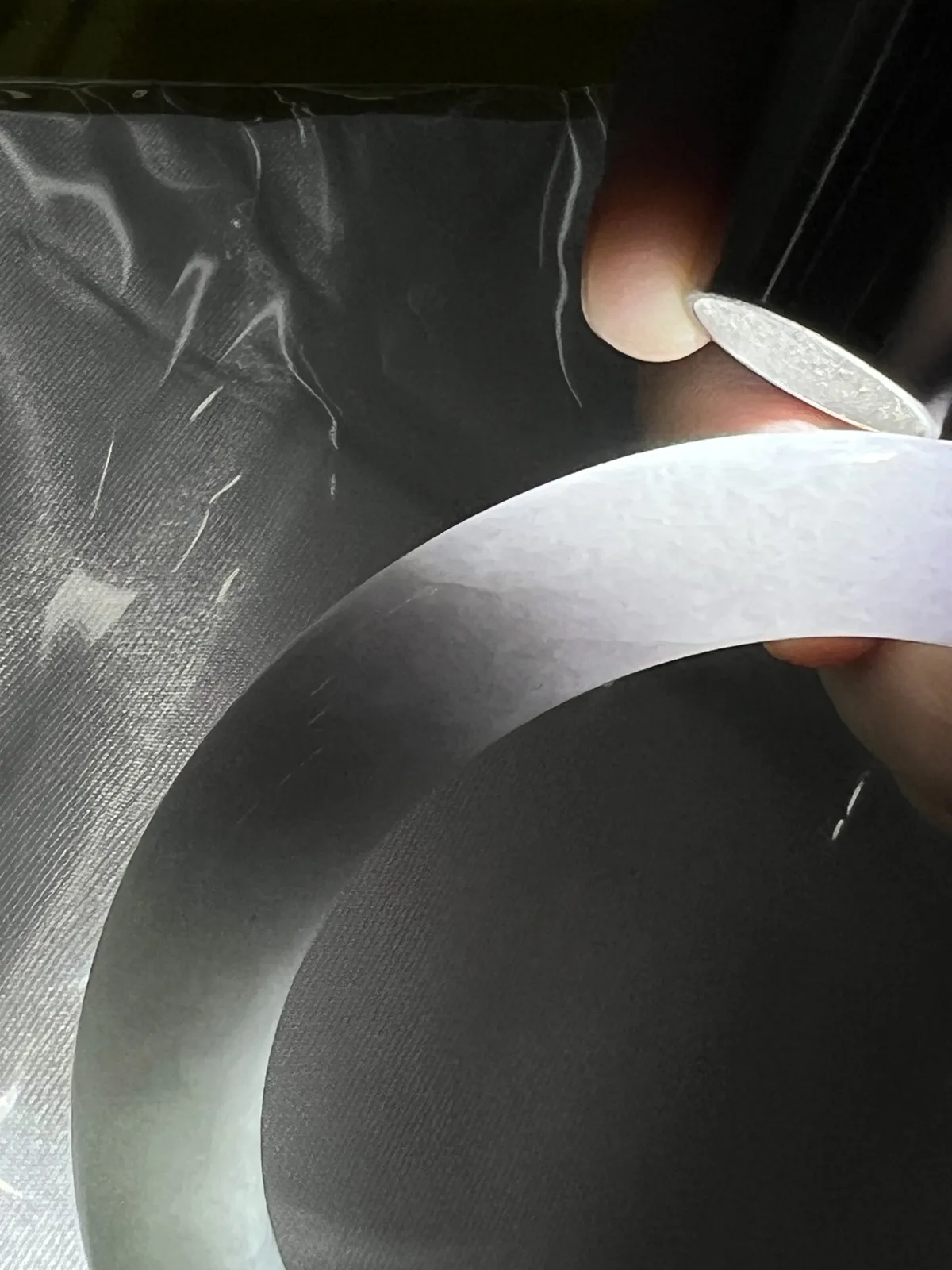 圆条58.6，翡翠糯化种淡紫色手镯