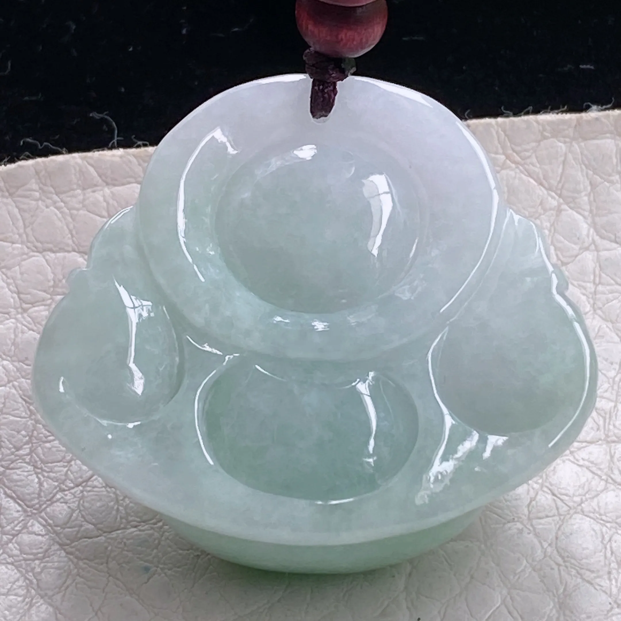 zen自然光35*38*13天然缅甸翡翠白底青飘阳绿小佛公 绿色肚弥勒佛玉吊坠