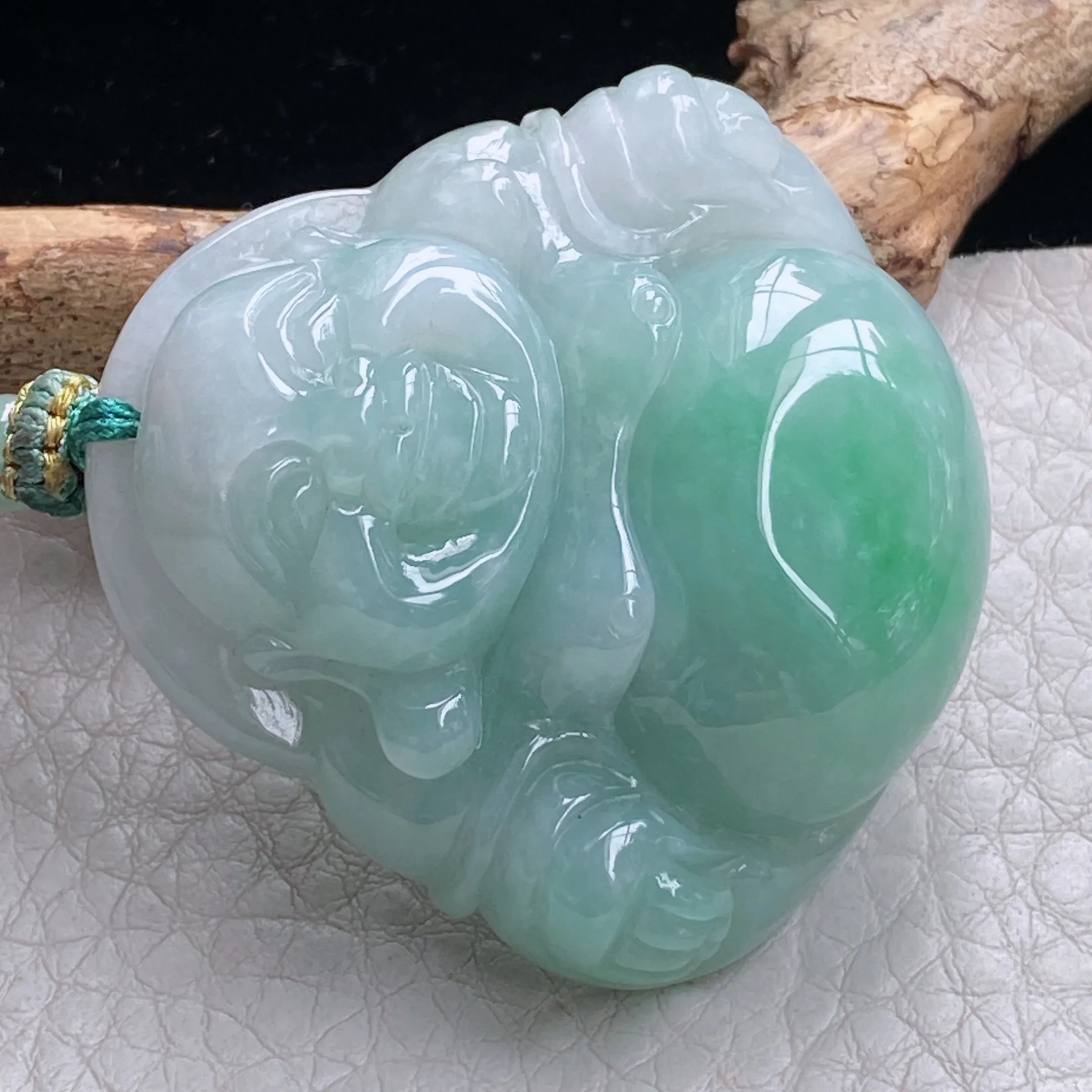 zen自然光42*43.5*12.5天然缅甸翡翠老种玉料大佛公 大肚佛吊坠