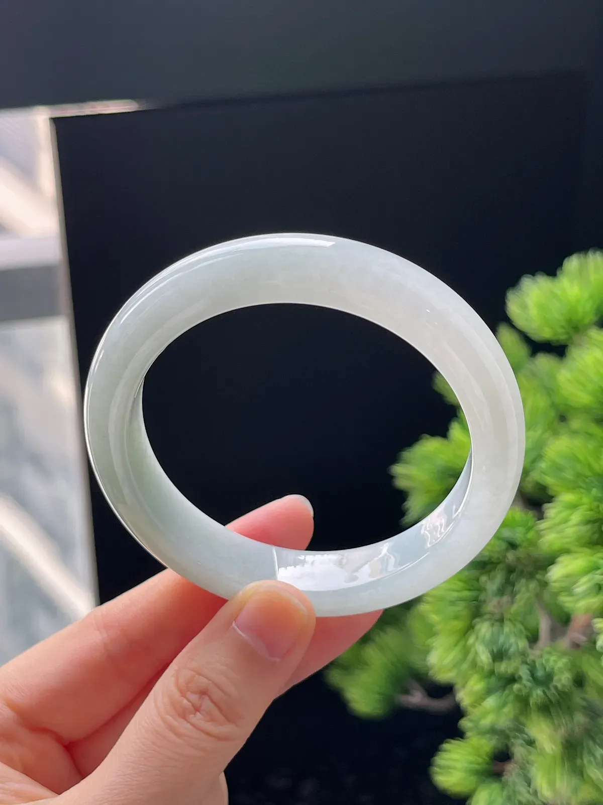 正圈55.2圈口，翡翠冰糯种白色手镯