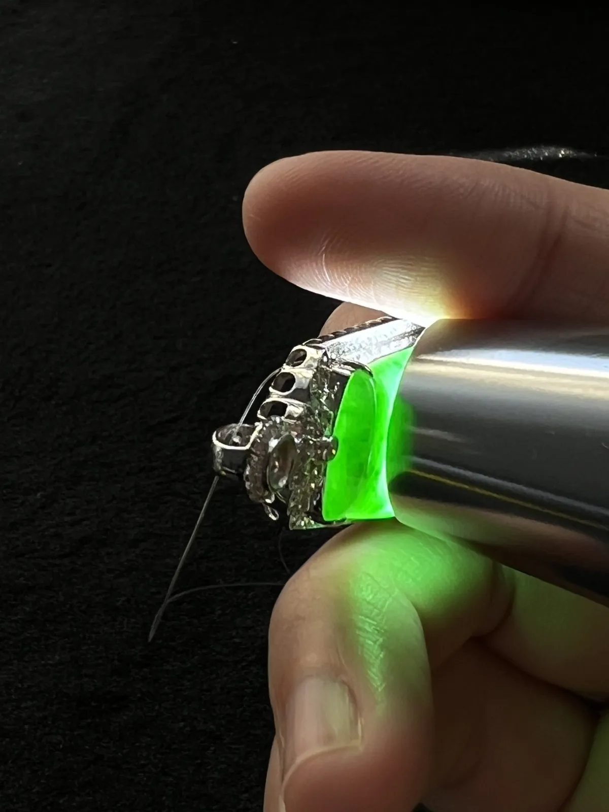 翡翠糯化种竹节挂坠，印记：G18K