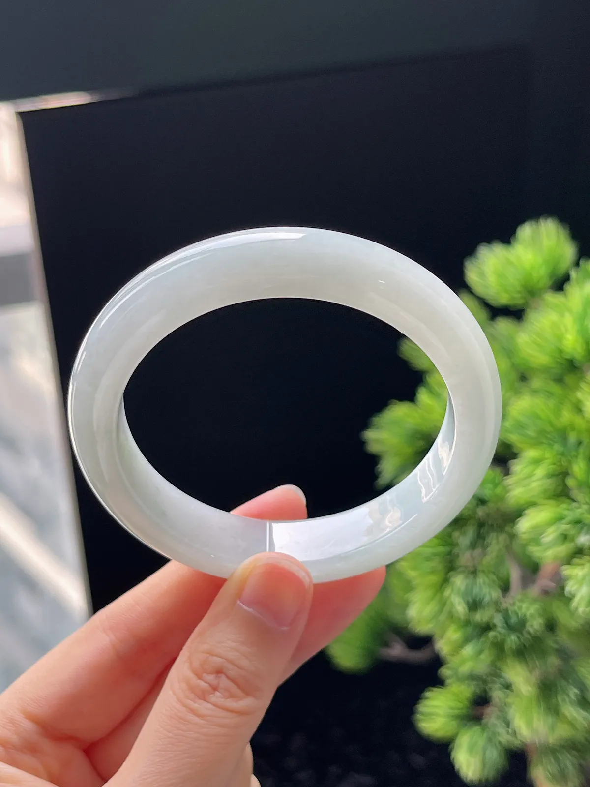 正圈55.2圈口，翡翠冰糯种白色手镯