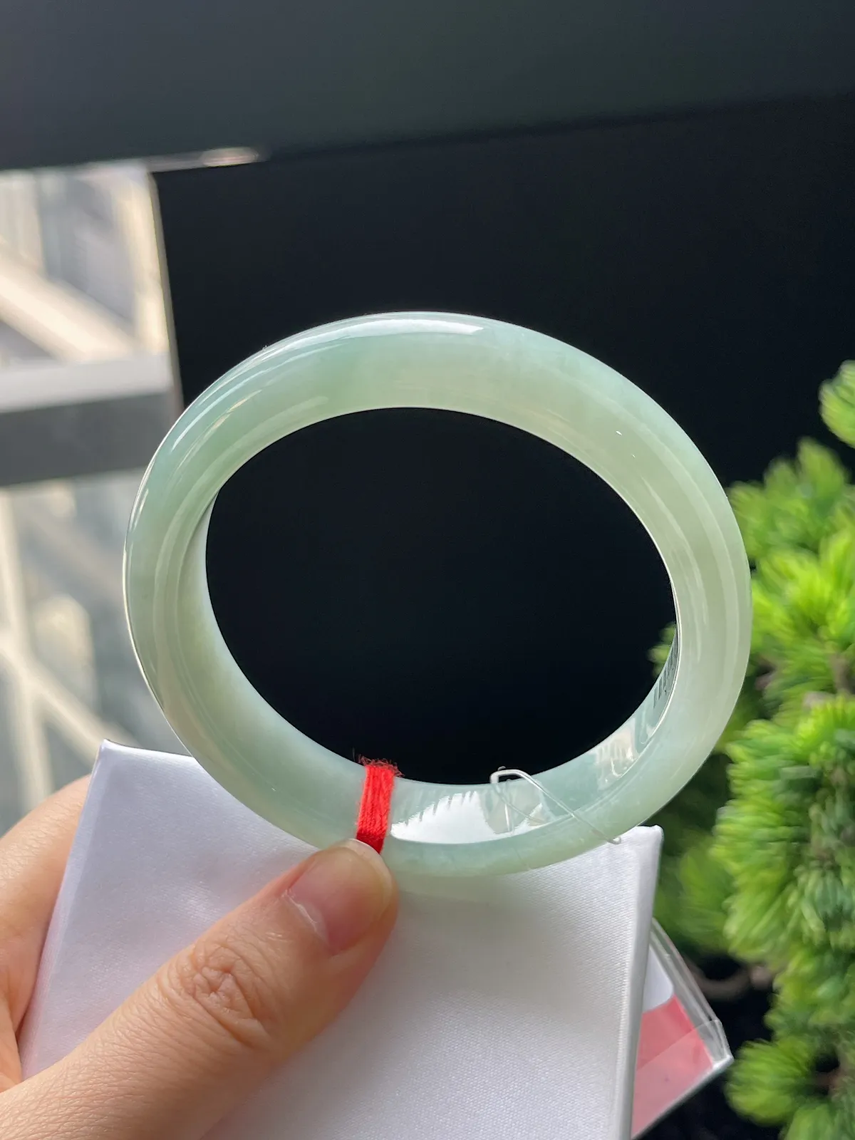 正圈58圈口，翡翠冰糯种绿色手镯