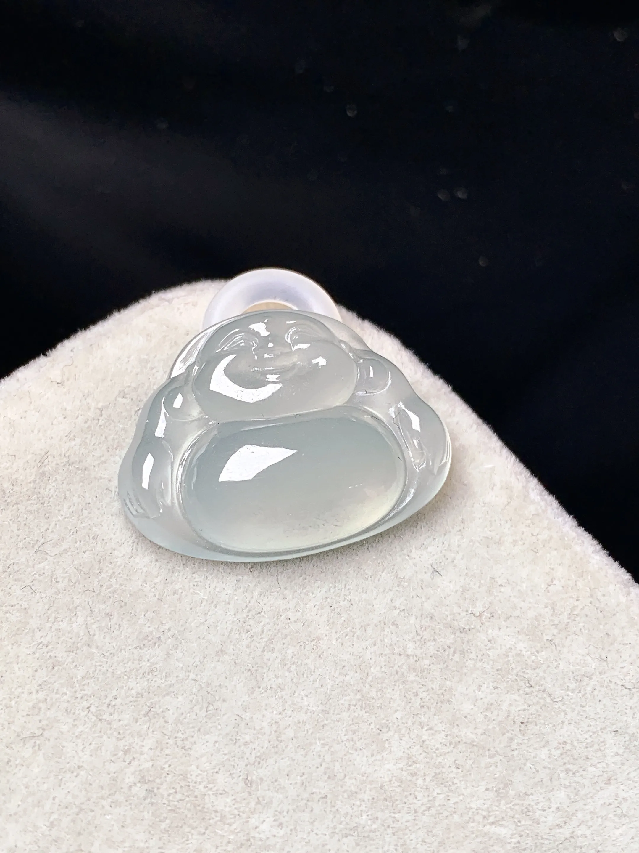 冰种佛公吊坠 玉质细腻 色泽艳丽清新 整体尺寸15.7*20.2*5.2