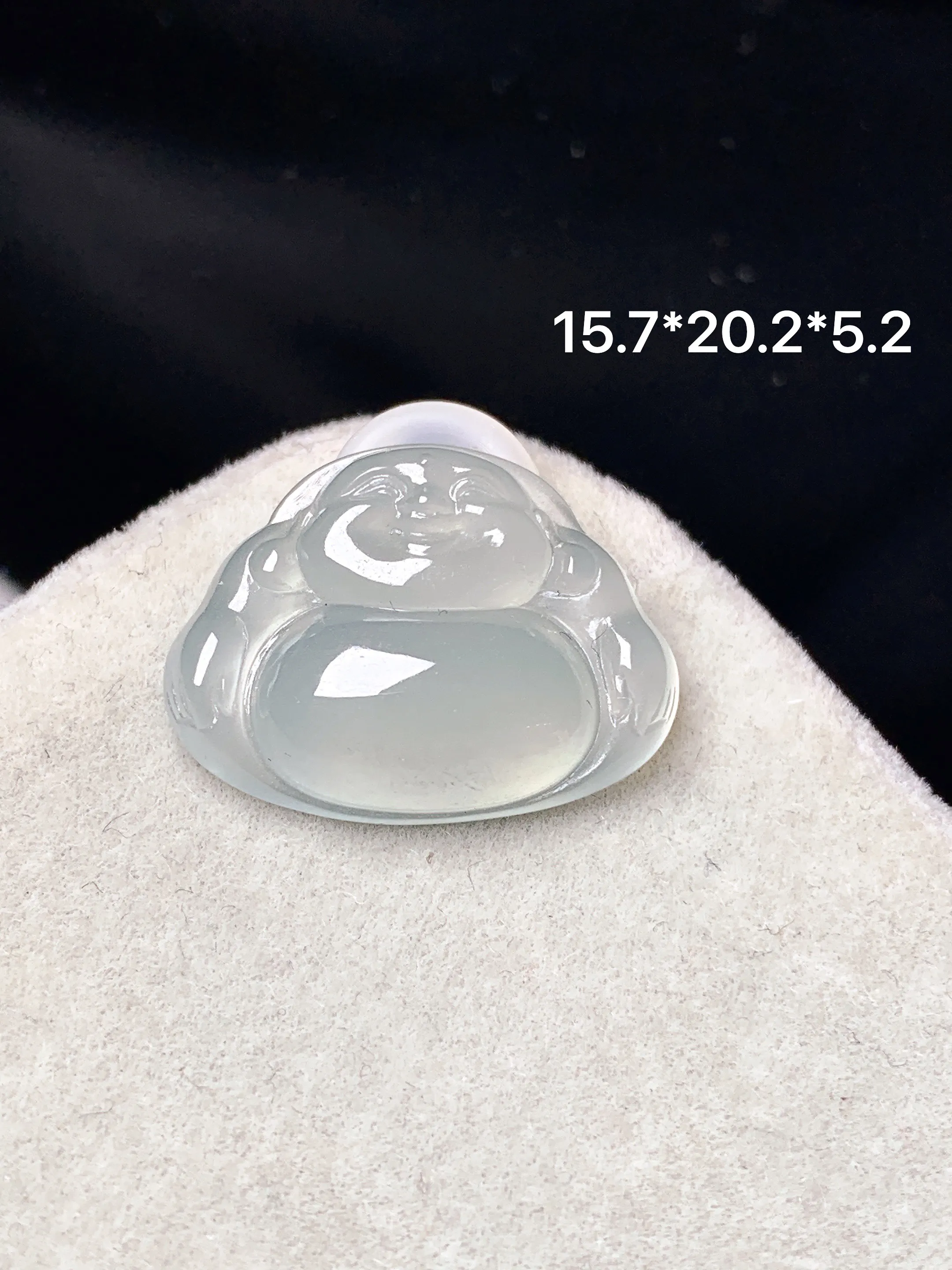 冰种佛公吊坠 玉质细腻 色泽艳丽清新 整体尺寸15.7*20.2*5.2