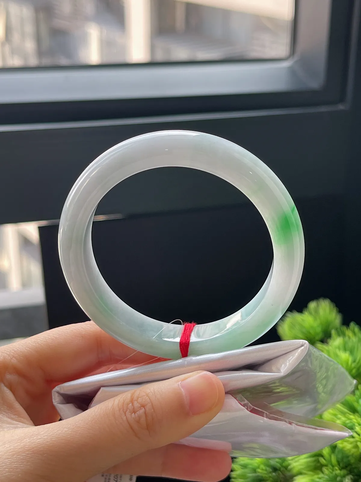 正圈55.4，翡翠糯化种飘花手镯