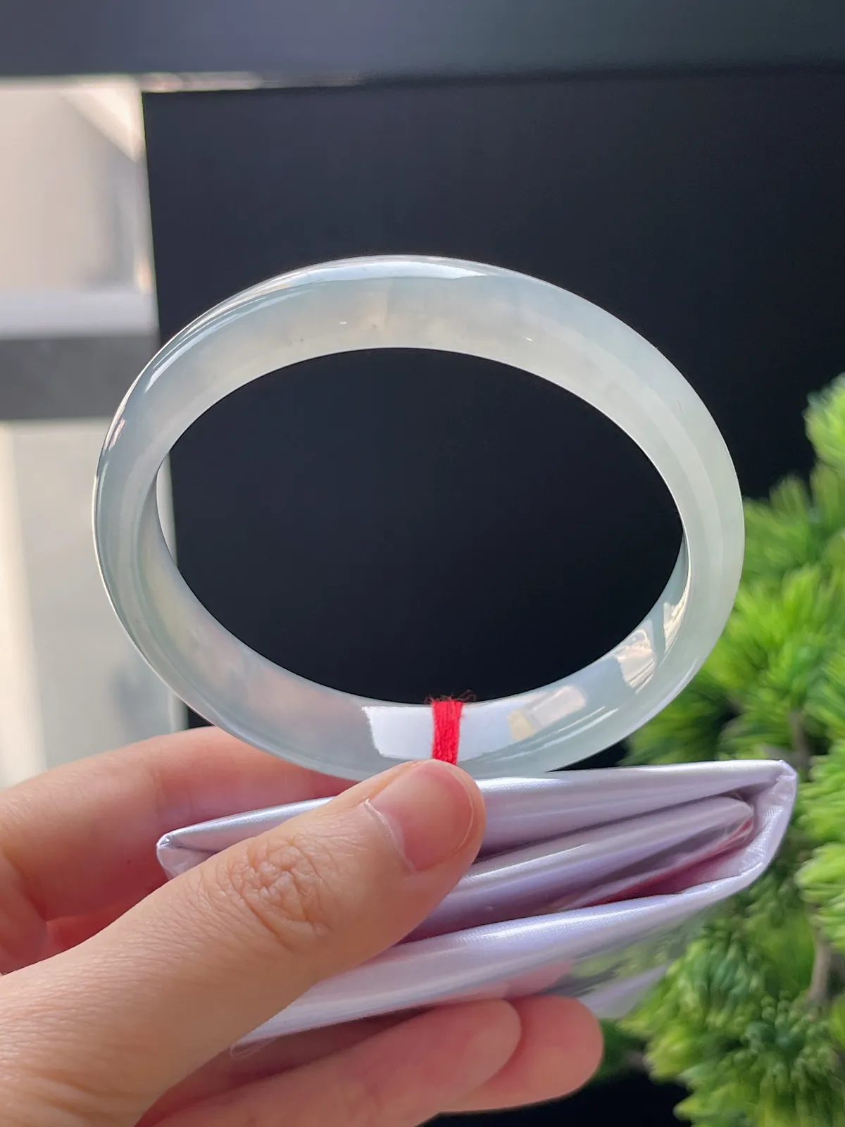 正圈58圈口，翡翠冰种白色手镯