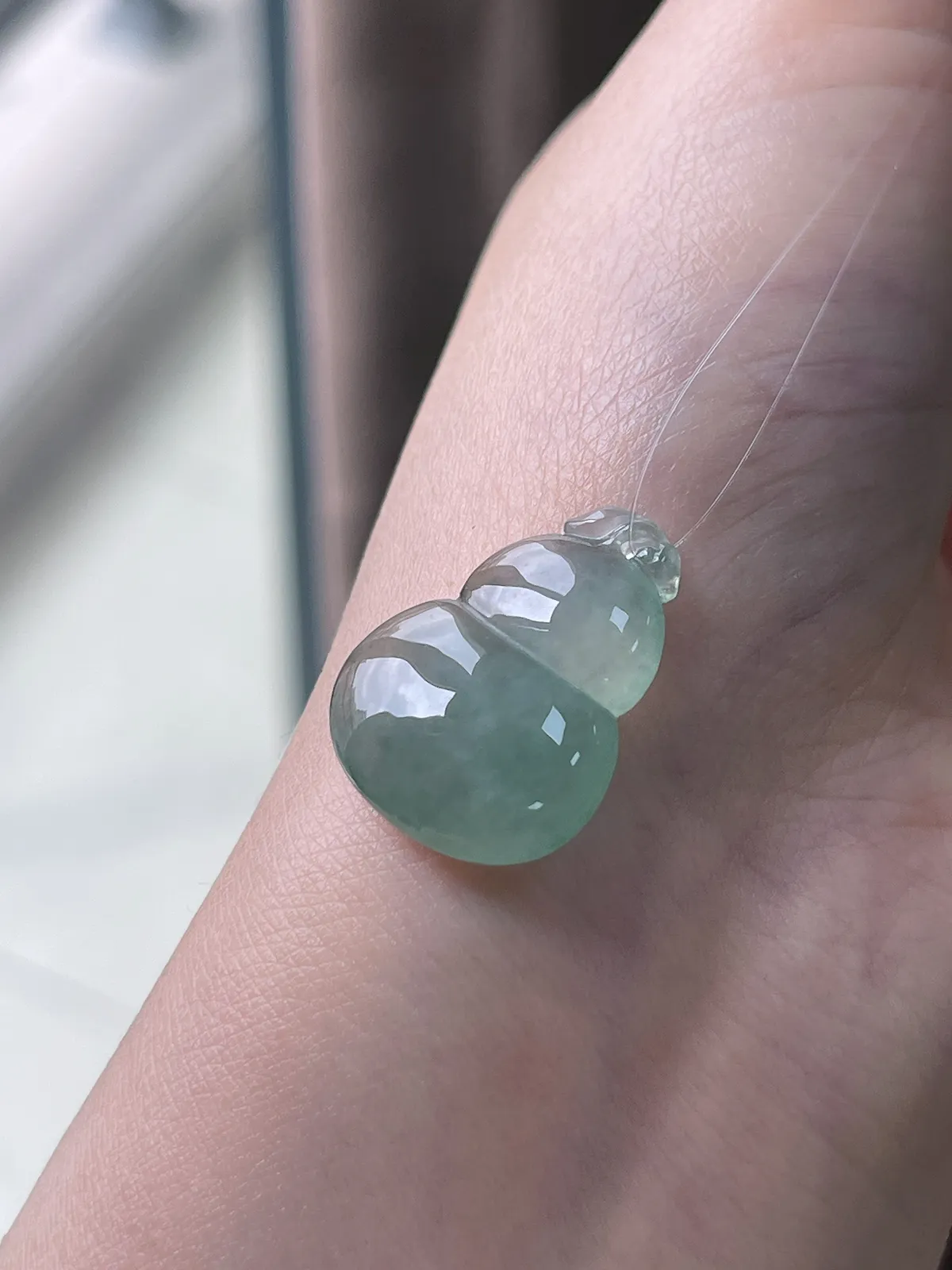 翡翠冰糯种绿色葫芦吊坠