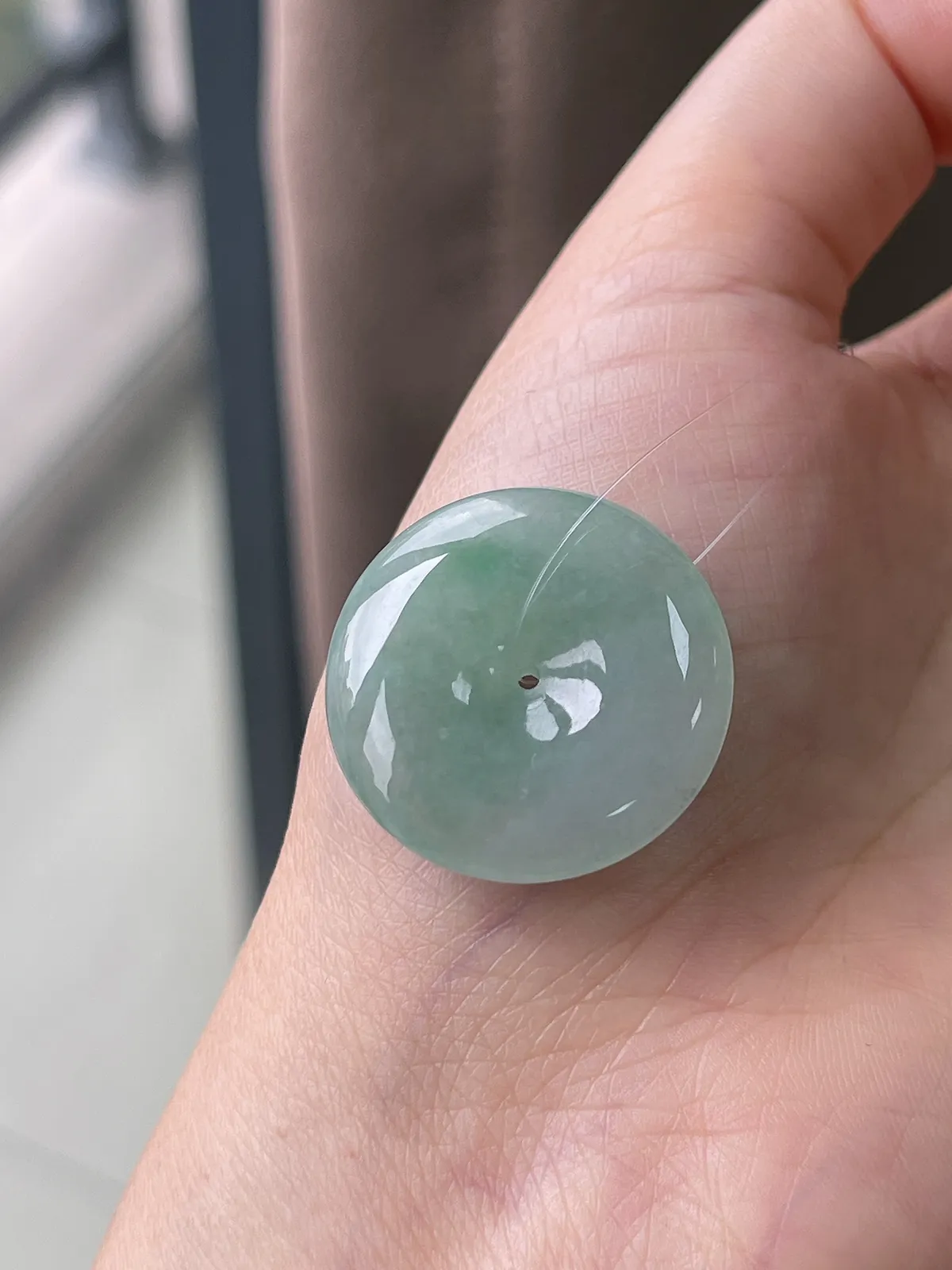 翡翠冰糯种淡绿色平安扣