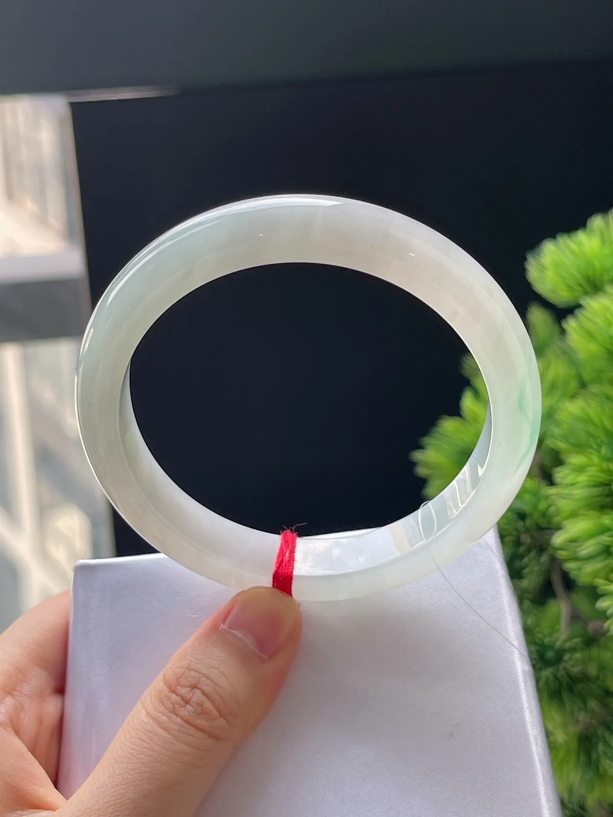 正圈59.6，翡翠冰糯种飘花手镯