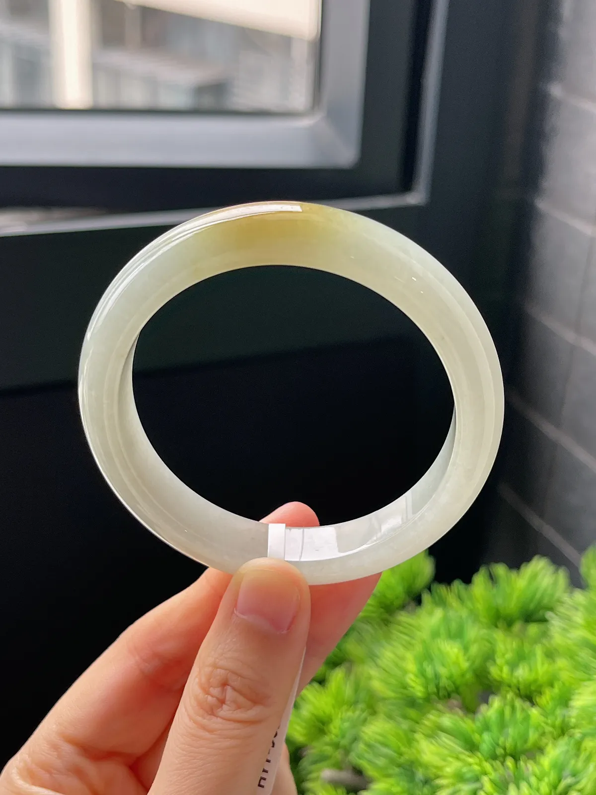 正圈55.5圈口，翡翠冰糯种黄色手镯