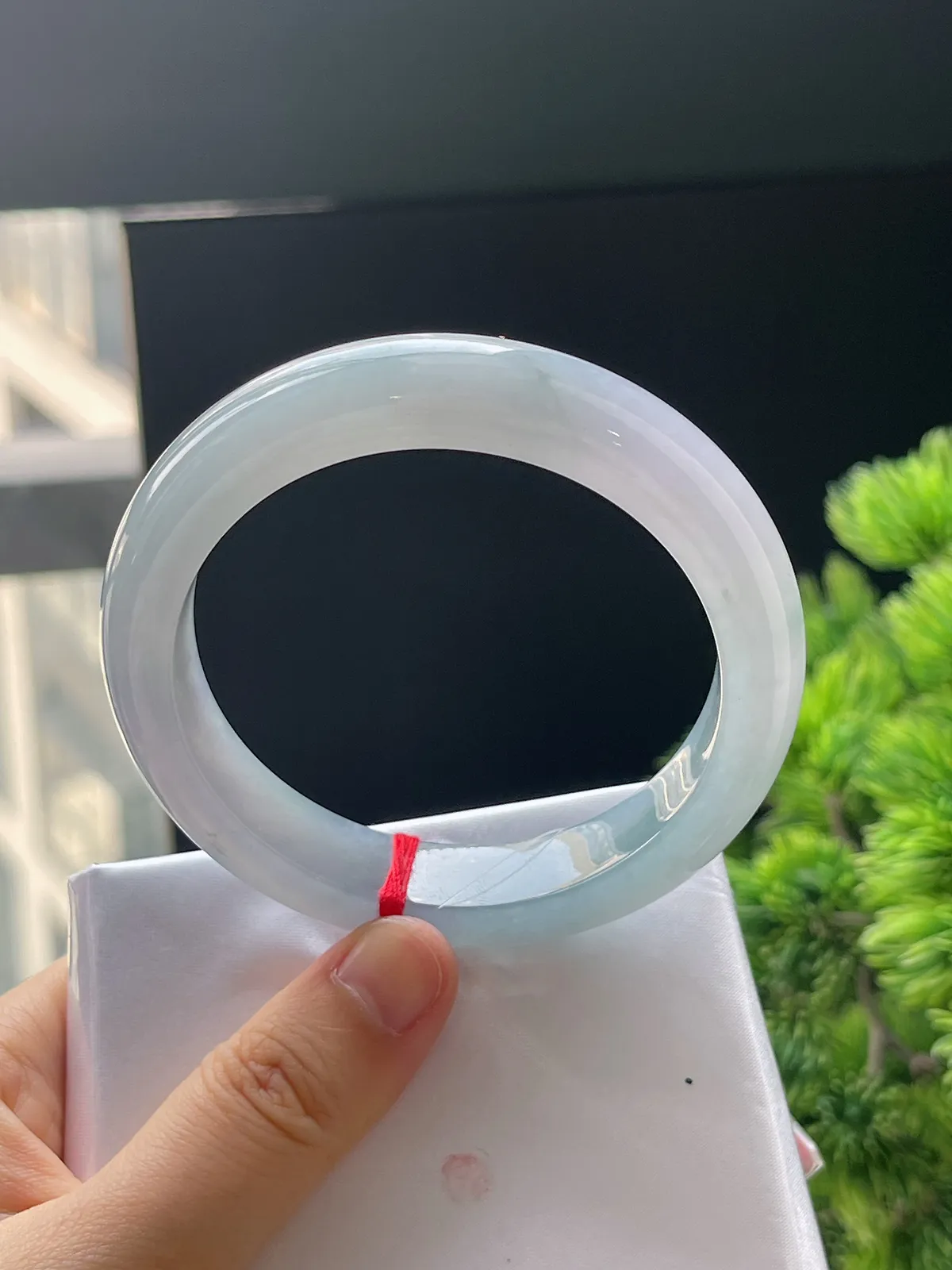 正圈56.5，翡翠冰糯种春带彩手镯