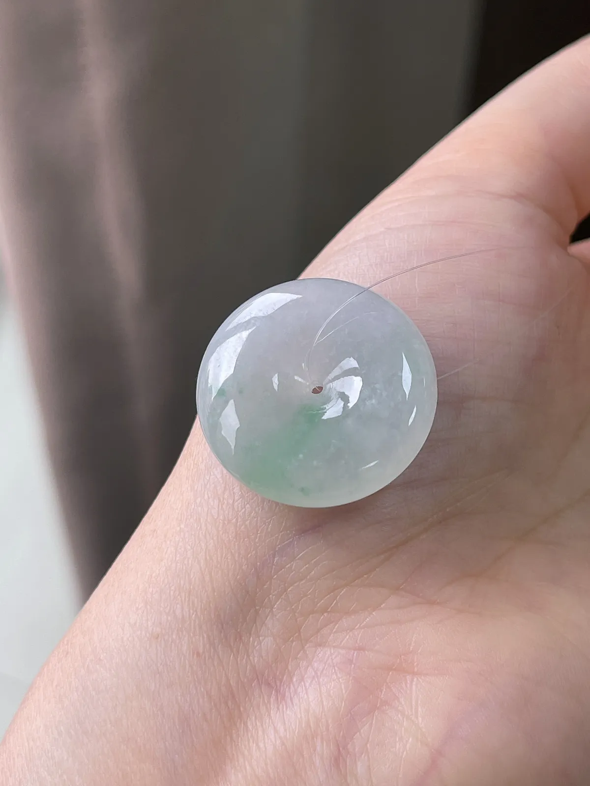 翡翠冰糯种淡绿色平安扣