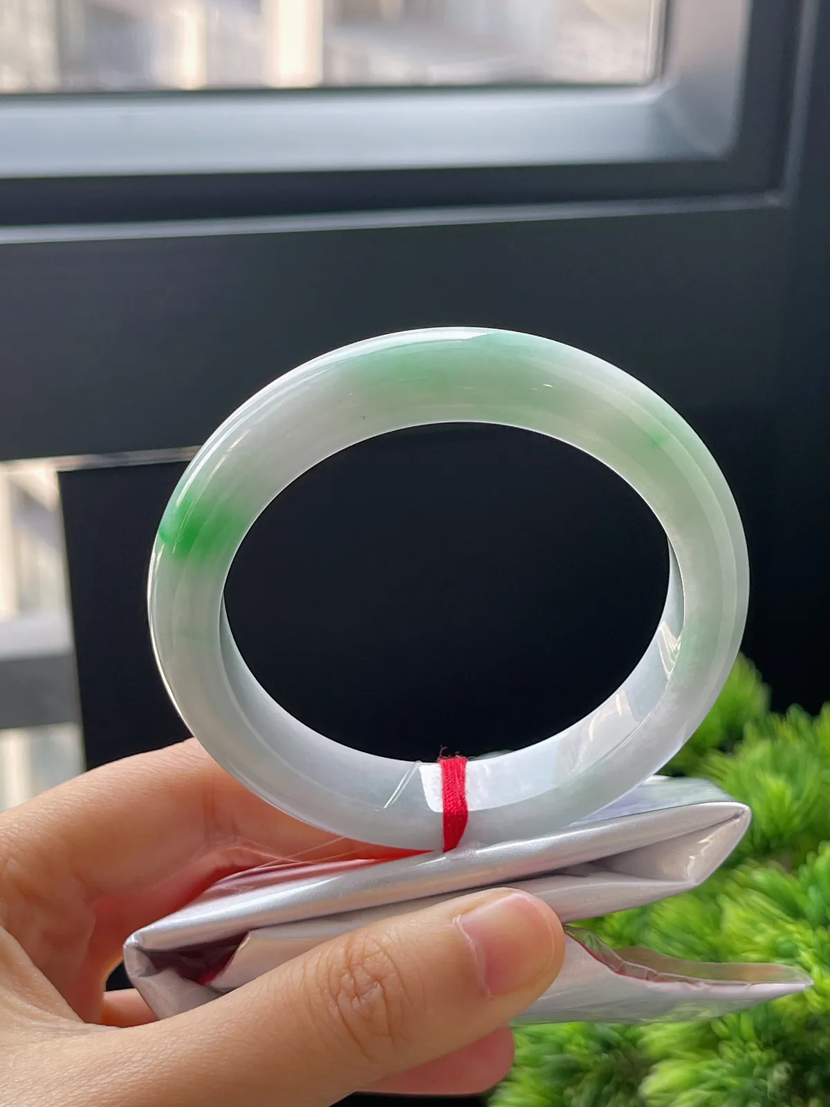 正圈55.4，翡翠糯化种飘花手镯