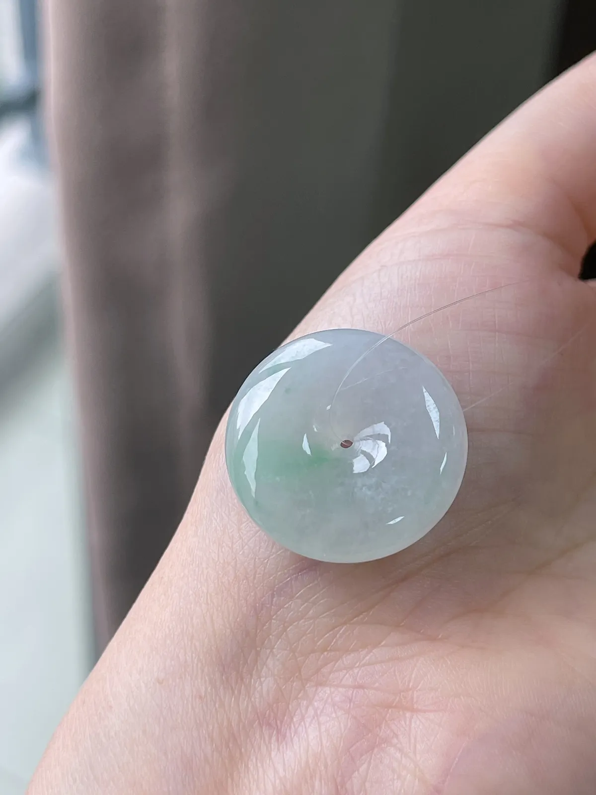 翡翠冰糯种淡绿色平安扣