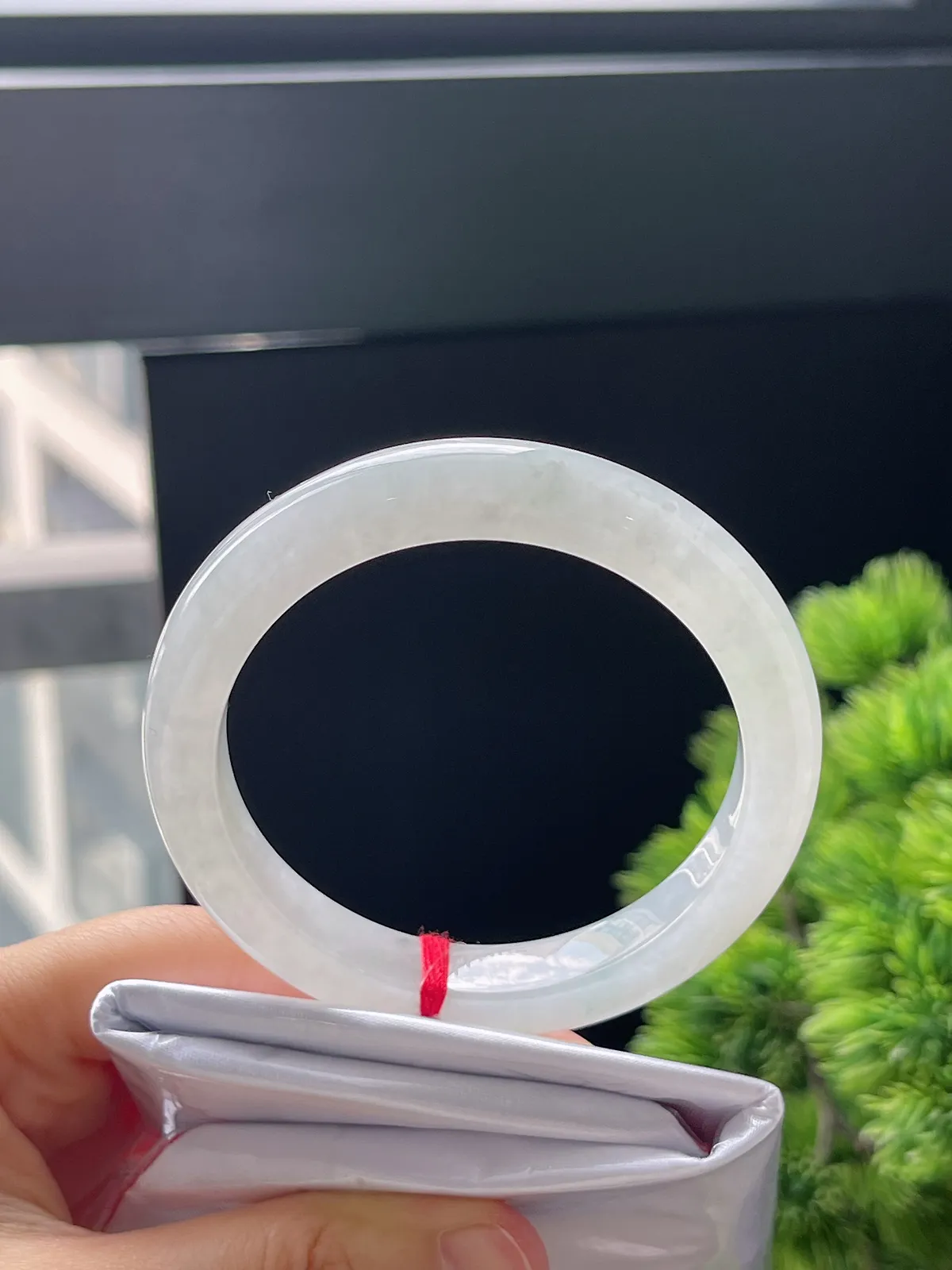 正圈55，翡翠冰糯种飘花手镯