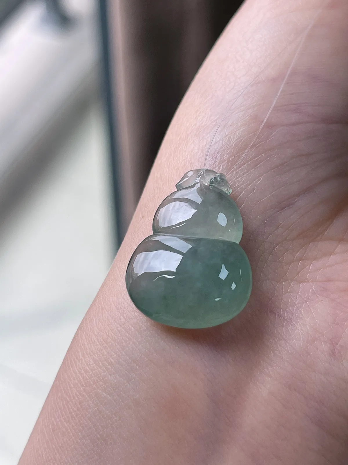 翡翠冰糯种绿色葫芦吊坠