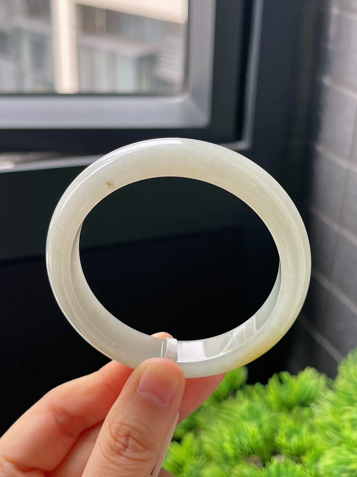 正圈55.5圈口，翡翠冰糯种黄色手镯