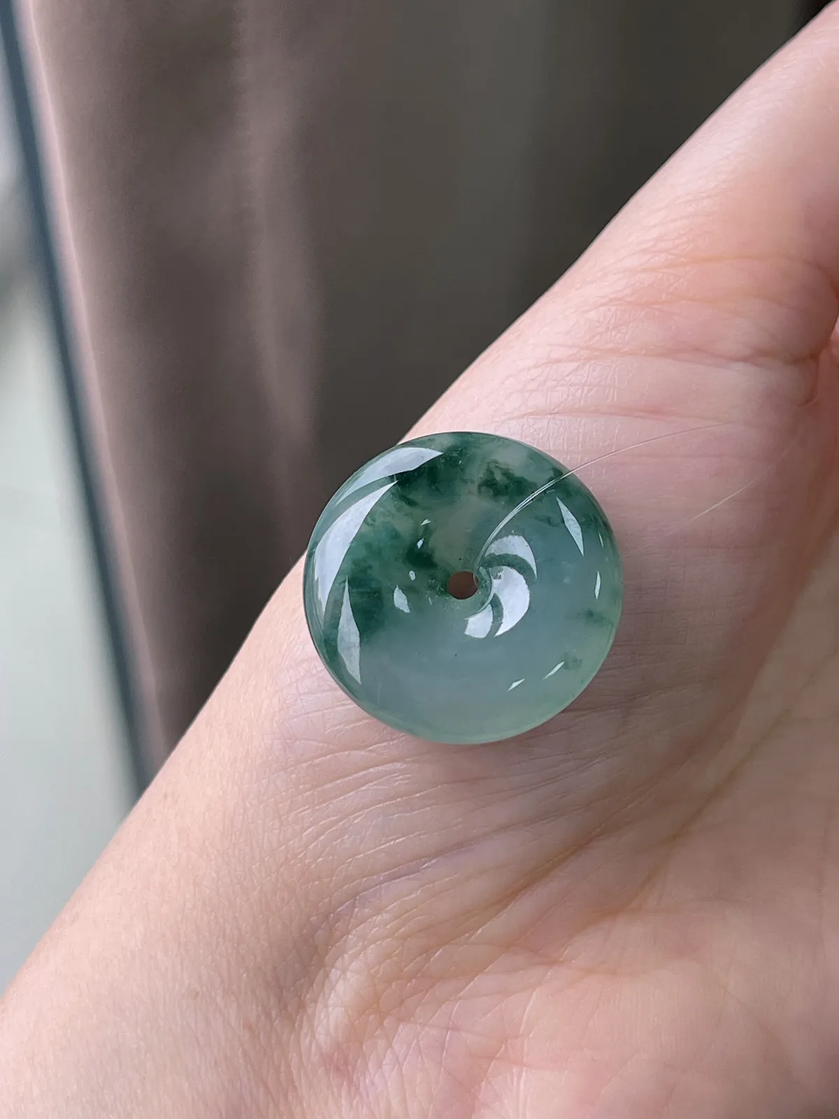 翡翠冰糯种飘花平安扣