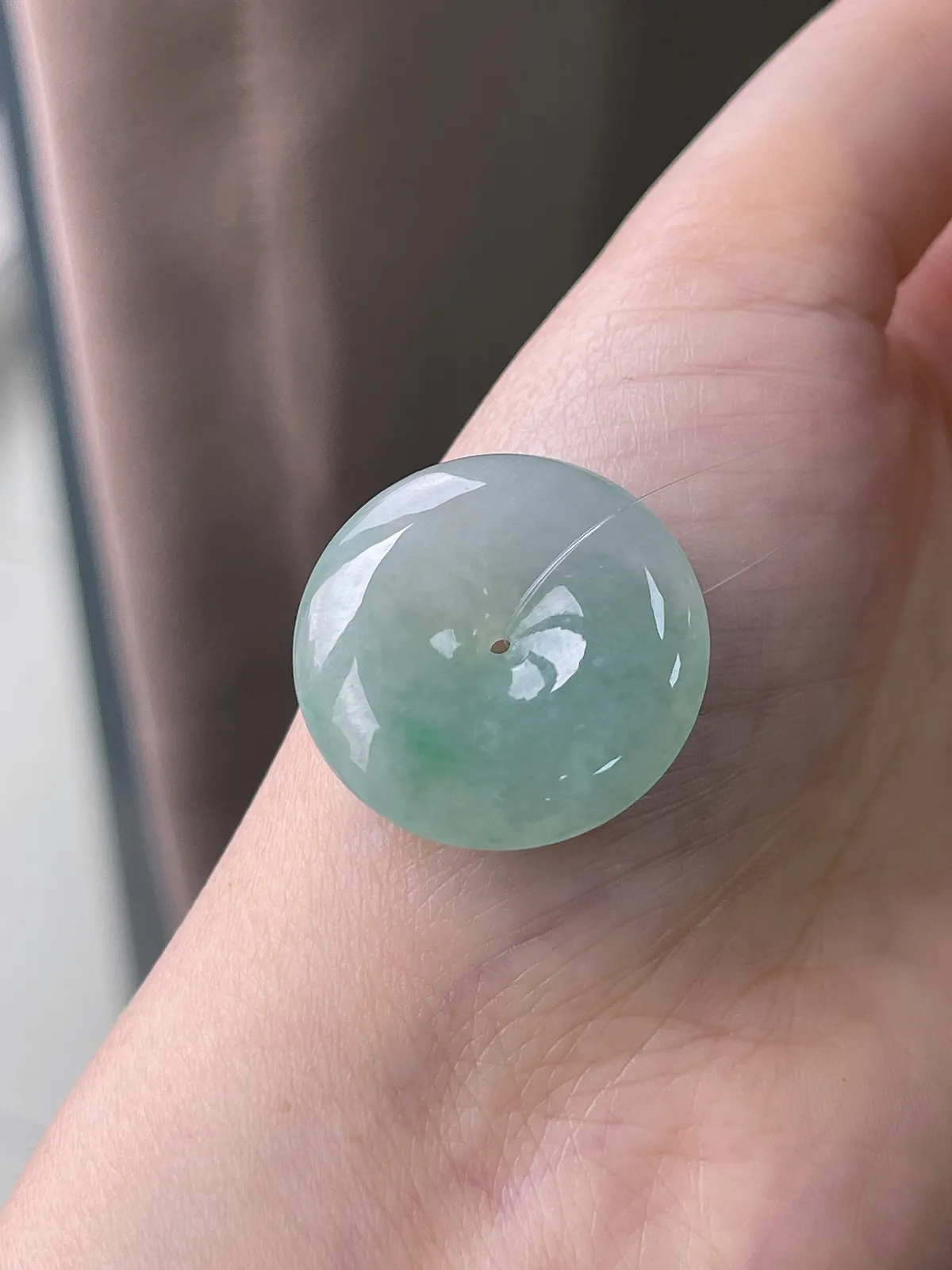 翡翠冰糯种淡绿色平安扣