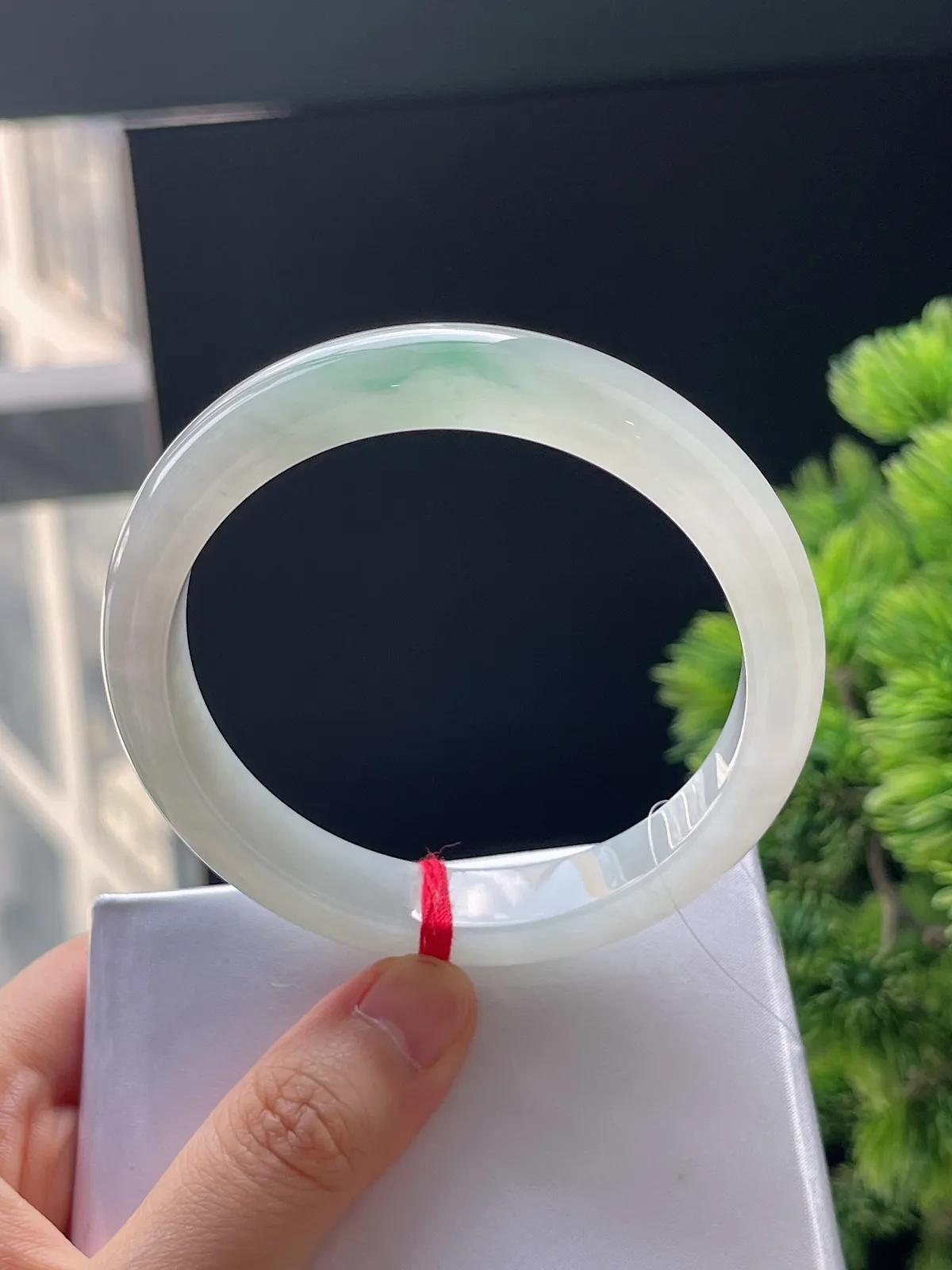 正圈59.6，翡翠冰糯种飘花手镯