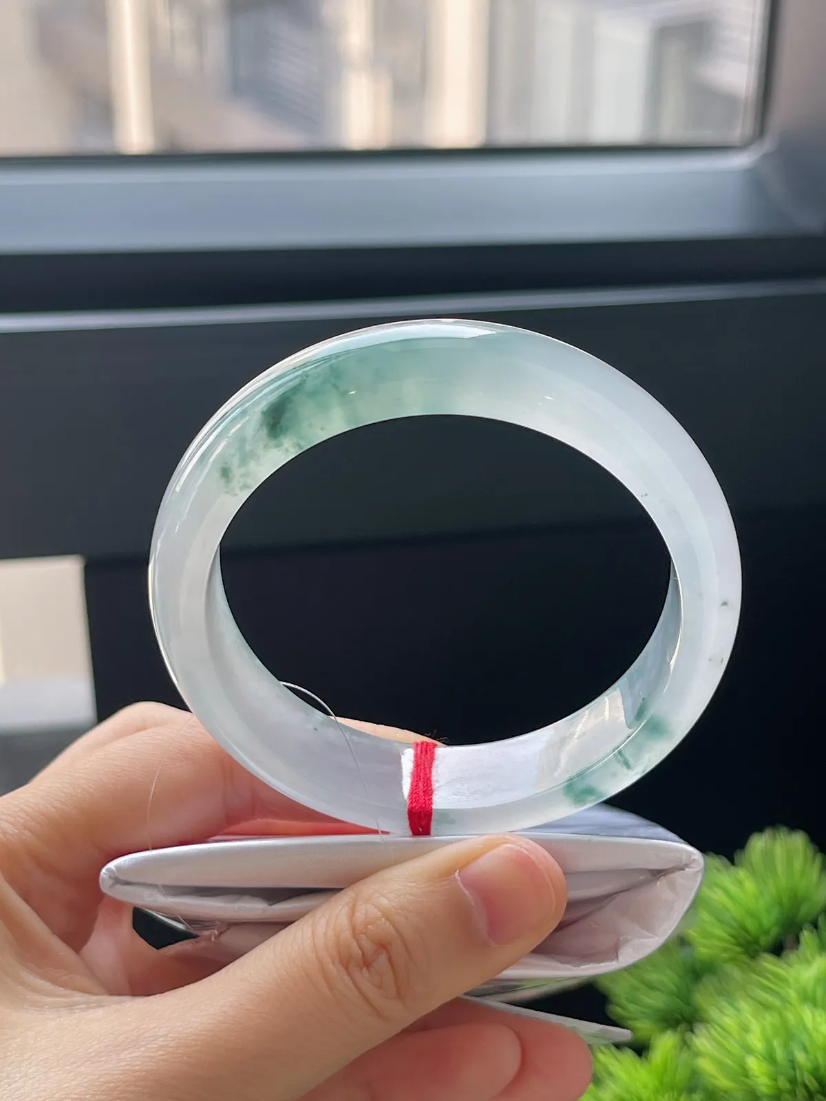 正圈55，翡翠冰种飘花手镯