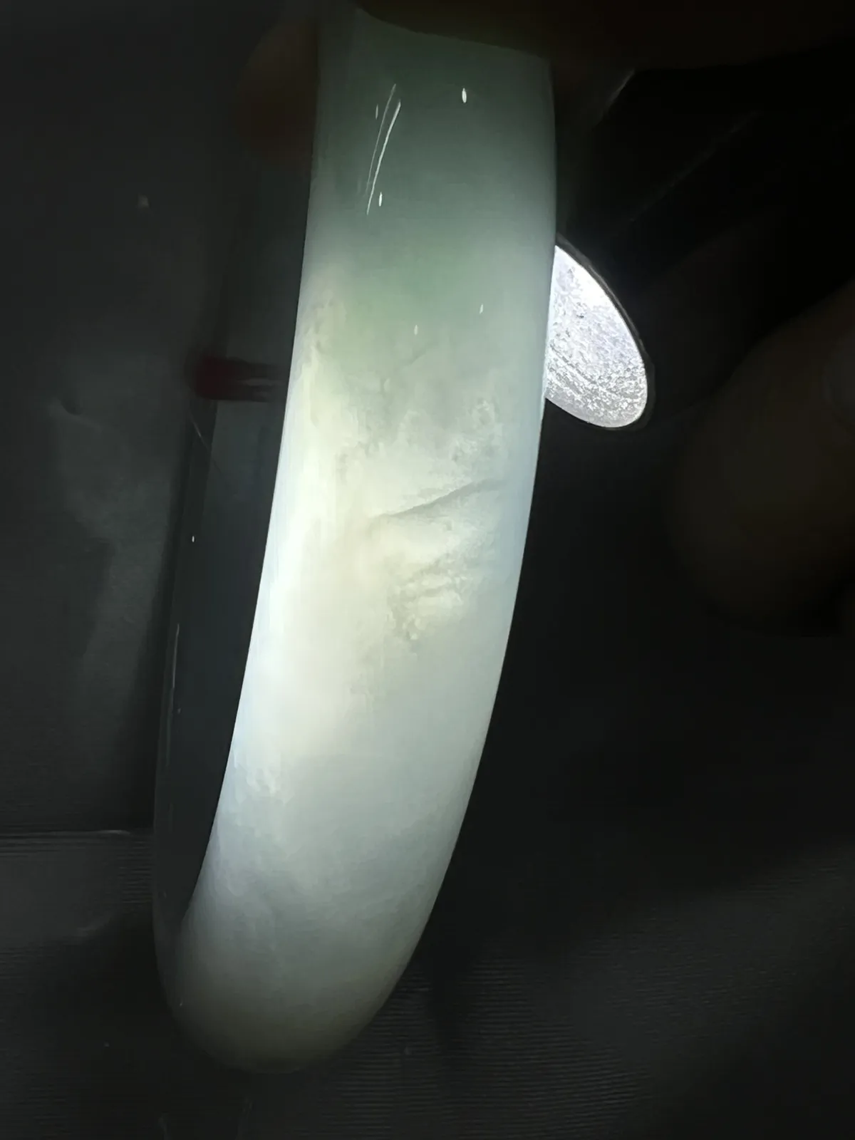 正圈59.6，翡翠冰糯种飘花手镯