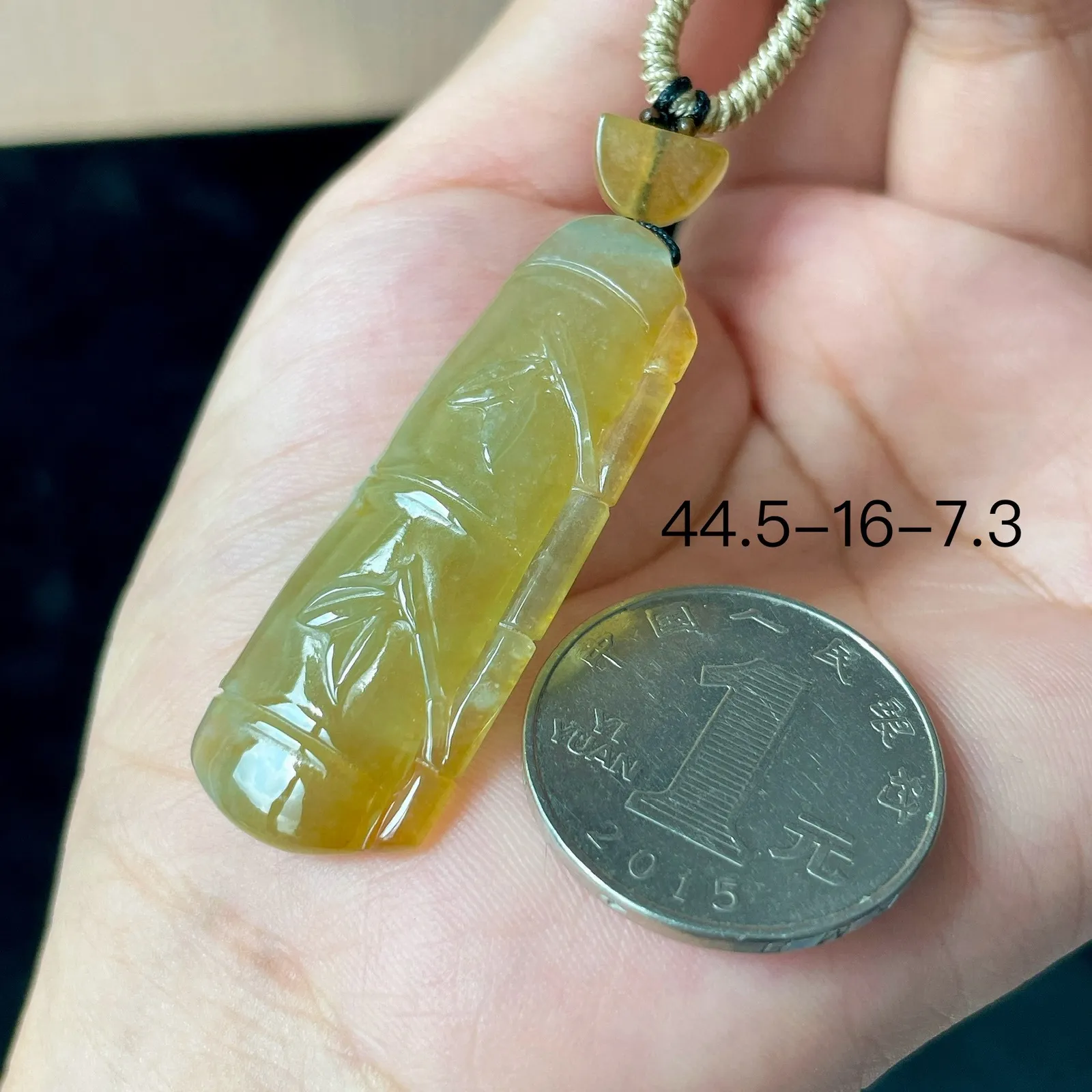 天然满冰黄翡竹节