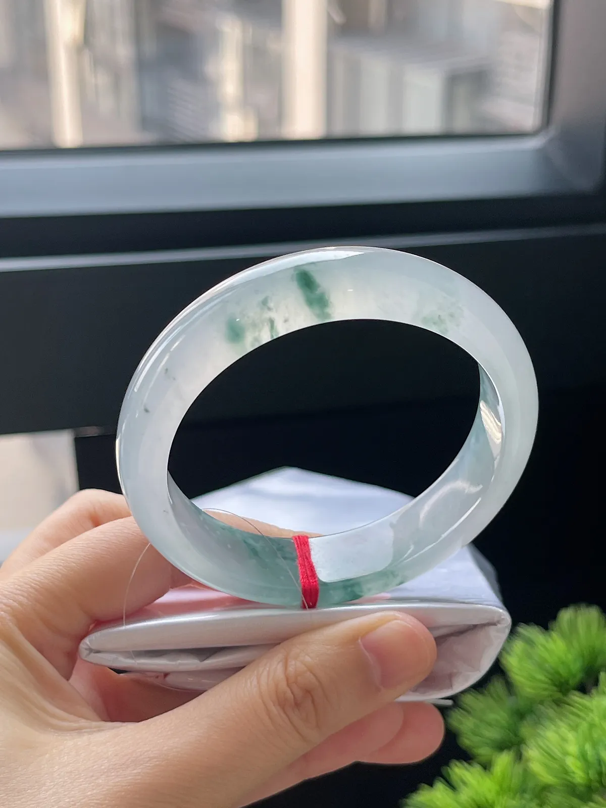 正圈55，翡翠冰种飘花手镯