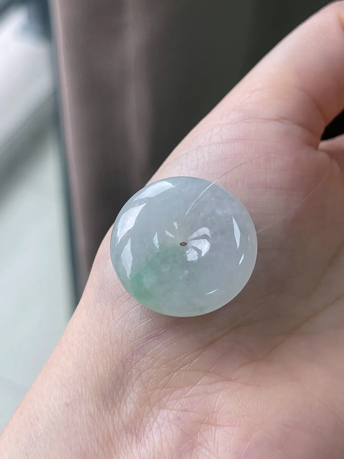 翡翠冰糯种淡绿色平安扣