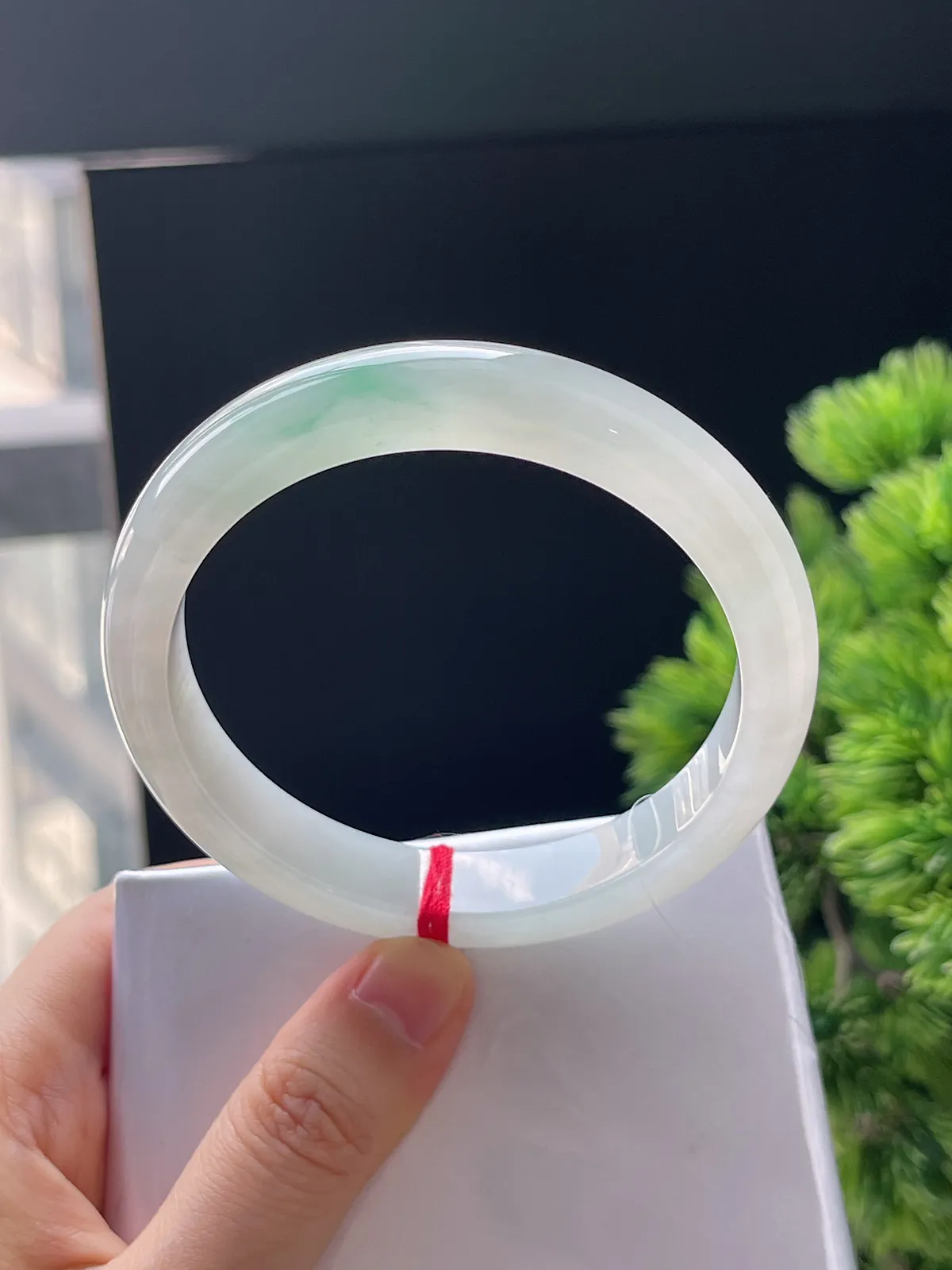 正圈59.6，翡翠冰糯种飘花手镯