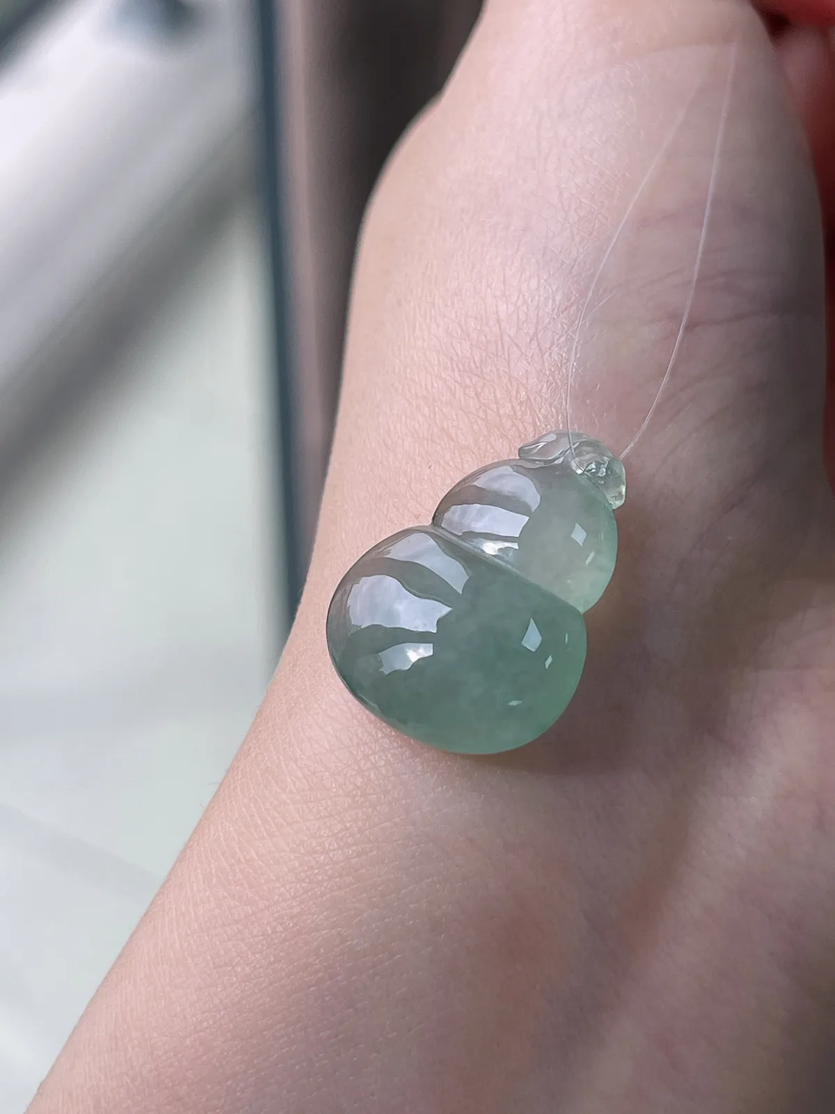 翡翠冰糯种绿色葫芦吊坠