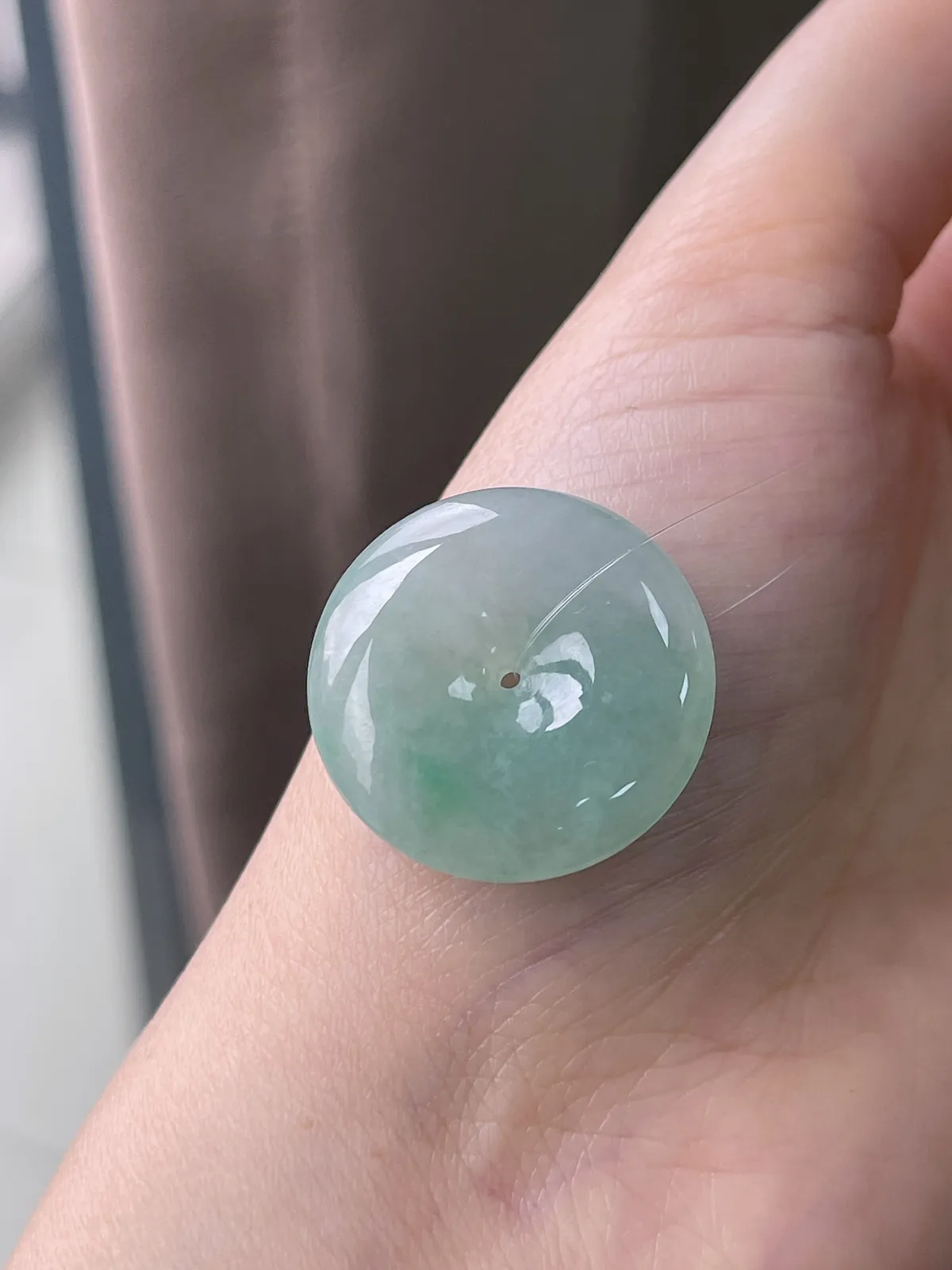 翡翠冰糯种淡绿色平安扣