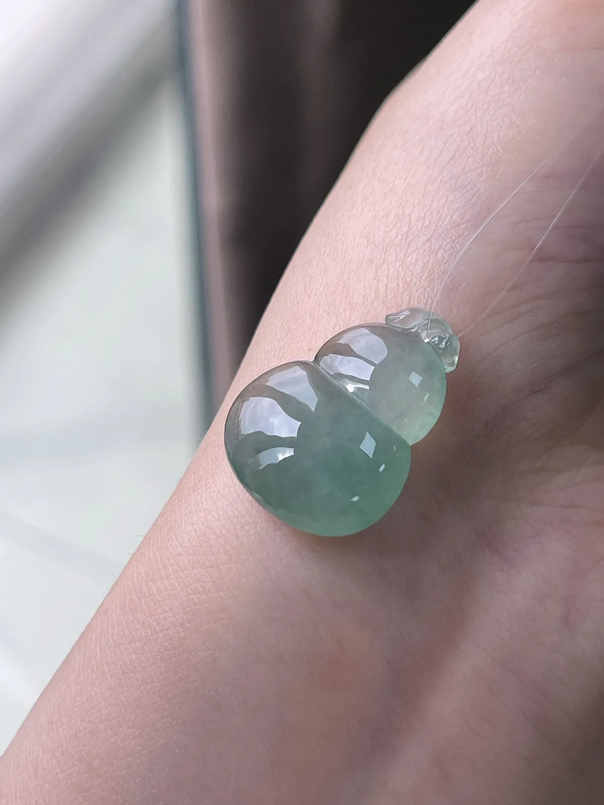 翡翠冰糯种绿色葫芦吊坠