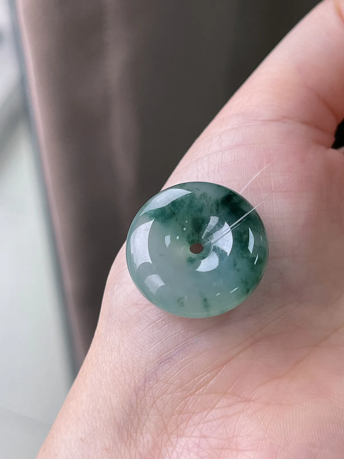 翡翠冰糯种飘花平安扣