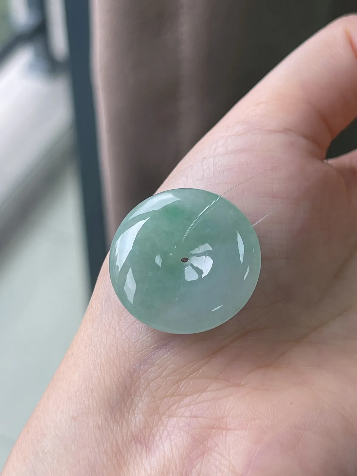 翡翠冰糯种淡绿色平安扣