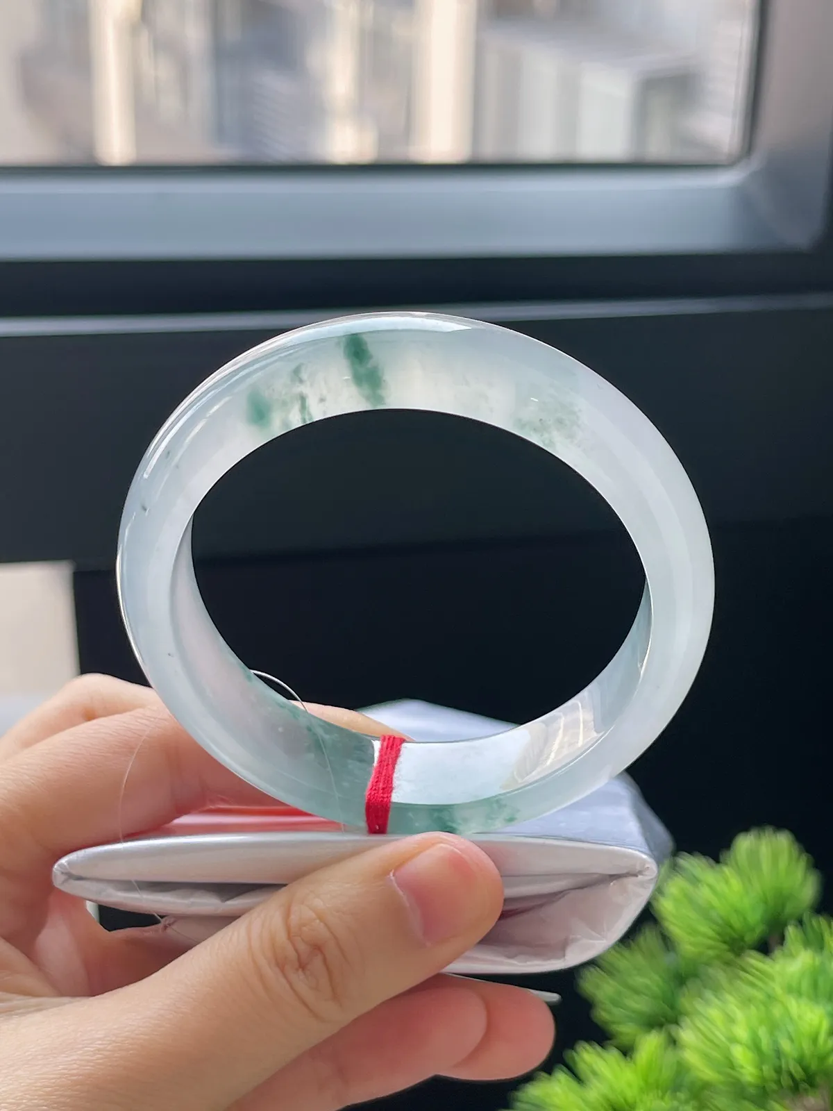 正圈55，翡翠冰种飘花手镯