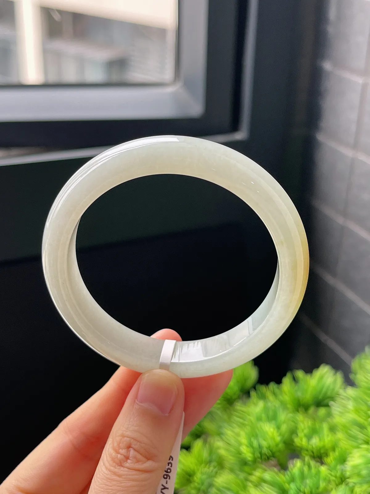 正圈55.5圈口，翡翠冰糯种黄色手镯