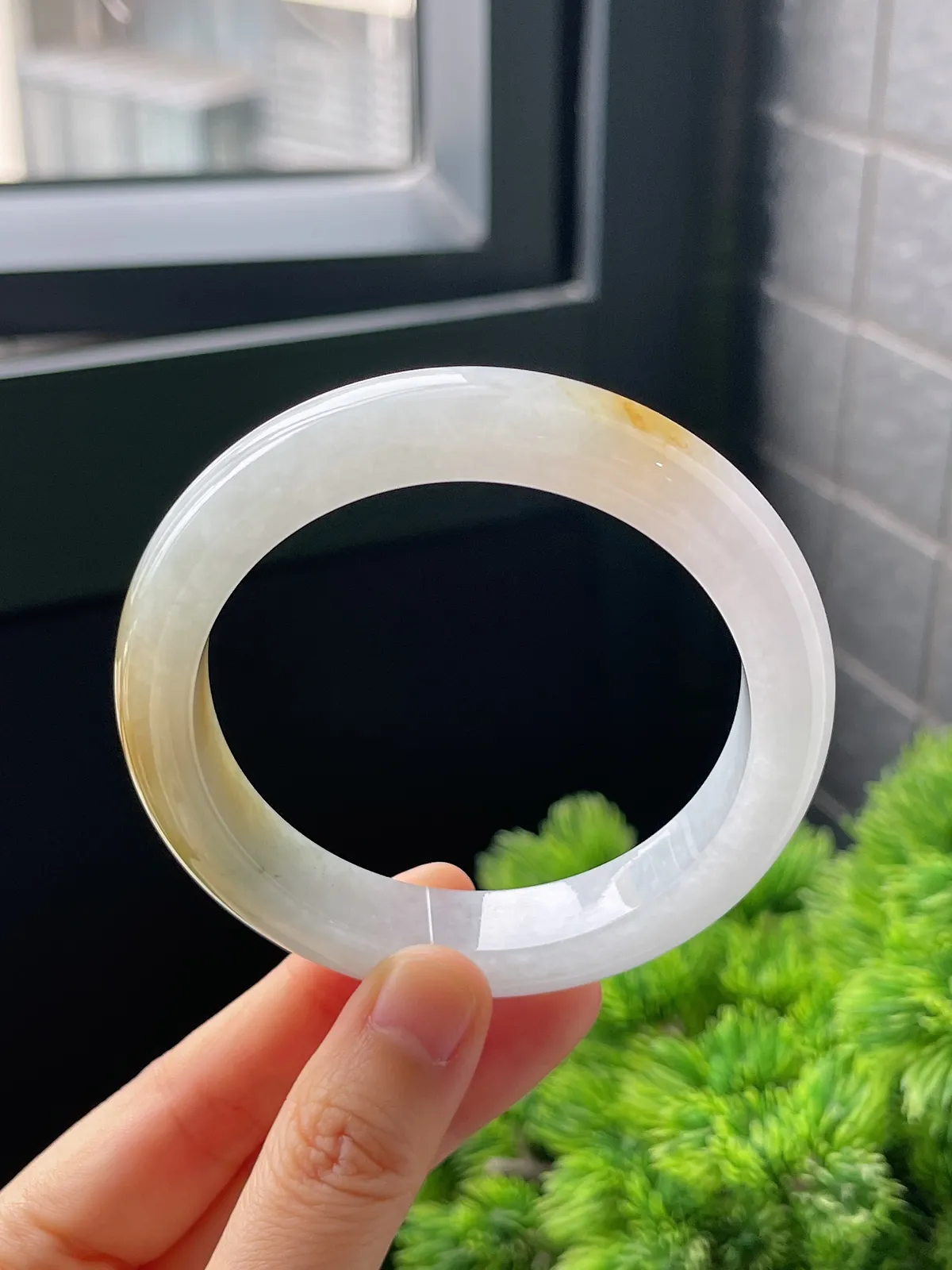 正圈58.6圈口，翡翠冰糯种黄色手镯