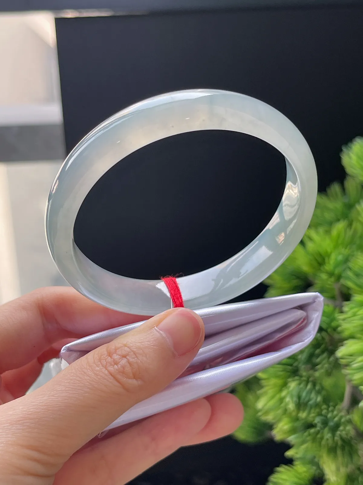 正圈58圈口，翡翠冰种白色手镯