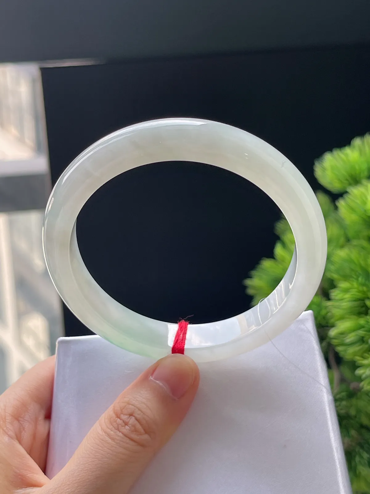 正圈59.6，翡翠冰糯种飘花手镯