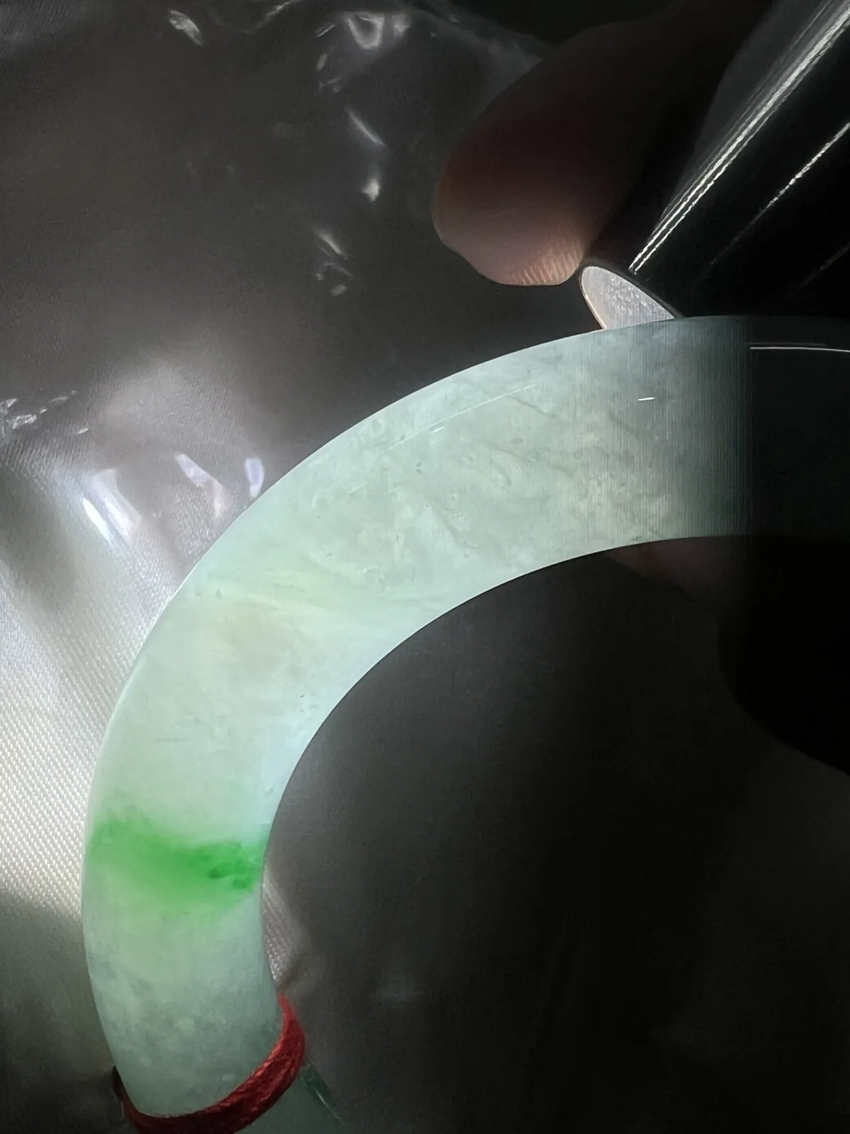 圆条56.4，翡翠冰糯种飘绿手镯