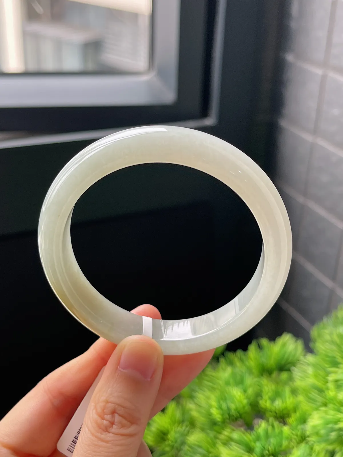 正圈55.5圈口，翡翠冰糯种黄色手镯